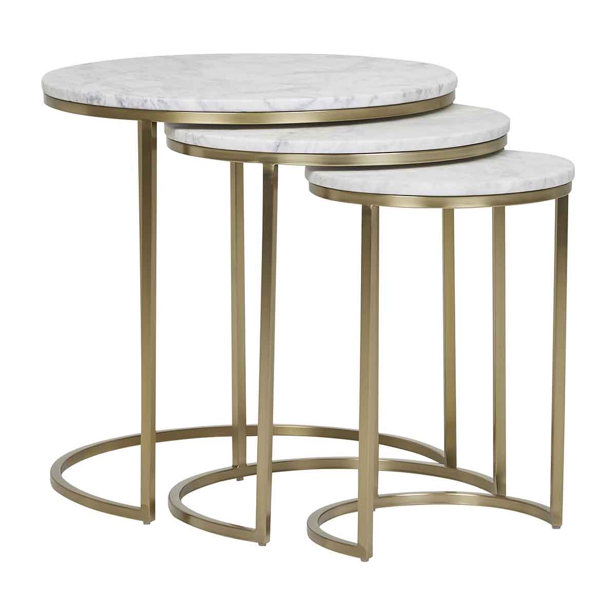 Elle Round Marble Nest of 3 Tables - Modern Side Tables for Living Room, Bedroom & Office - Stylish Coffee Table Set with Storage Space