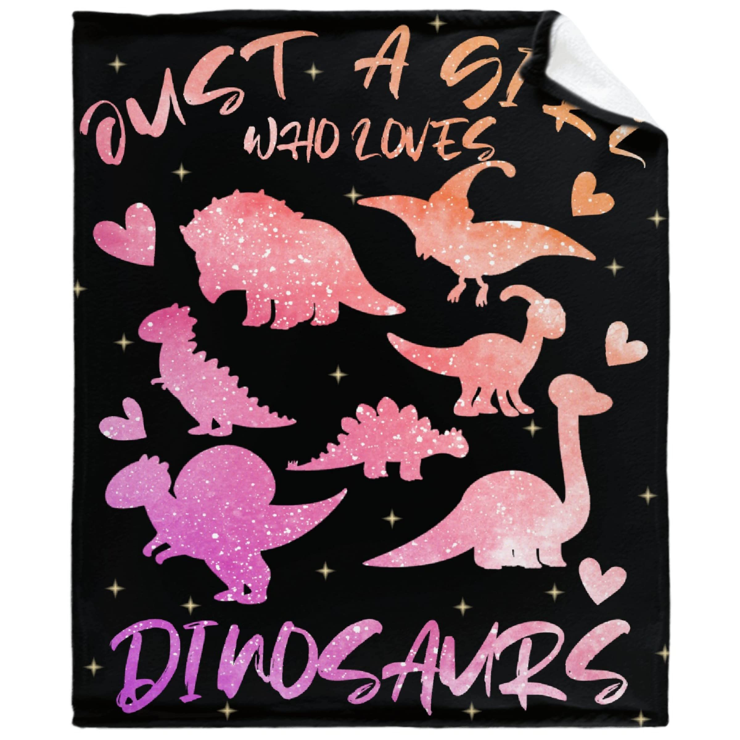 ARTBLANKET Just A Girl Who Loves Dinosaurs Oversized Fleece Blanket - 120x90 Inch Soft Microplush All-Season Throw for Couch, Bed & Sofa - Perfect for Family Snuggling, Movie Nights & Winter Warmth