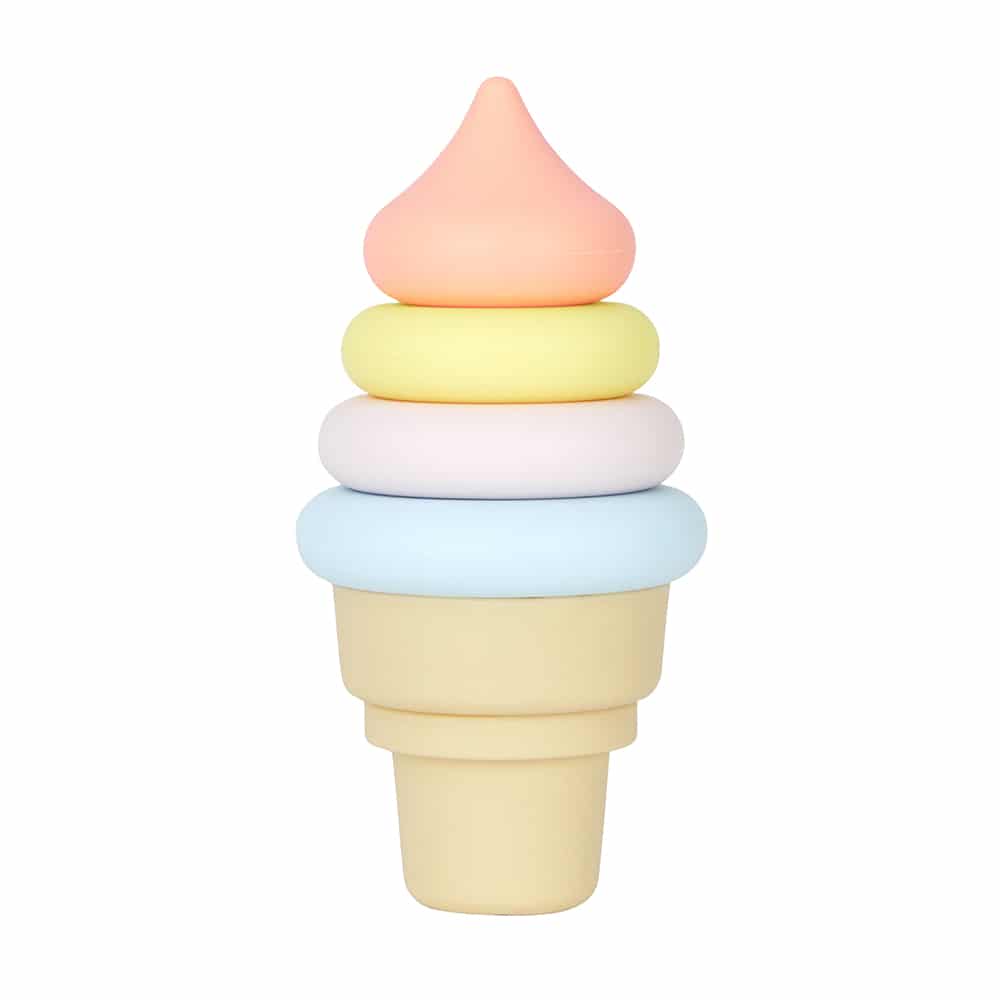Annabel Trends Silicone Stackable Toy Ice Cream Set - Colorful Play Food for Kids, Toddler Sensory Toys, Pretend Play Kitchen Accessories - Perfect for Birthday Gifts, Daycare & Montessori Learning Activities
