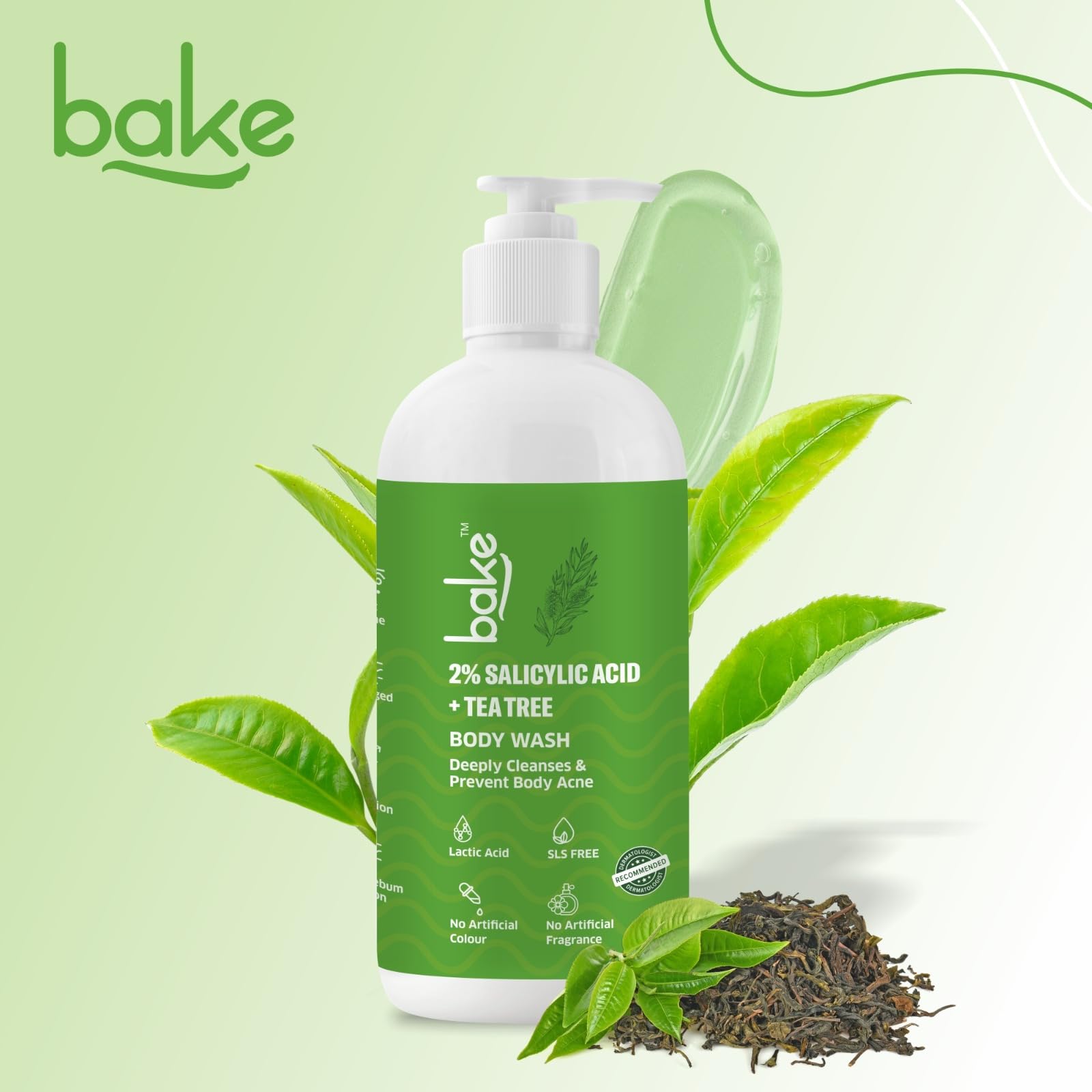 BAKE 2% Salicylic Acid & Lactic Acid Body Wash for Body Acne Treatment - Prevents Back Acne, Bumpy Skin, Reduces Inflammation & Strawberry Legs - Unisex Exfoliating Body Cleanser for Women & Men (250ml) - Perfect for Shower Routine & Post-Workout Skin Care
