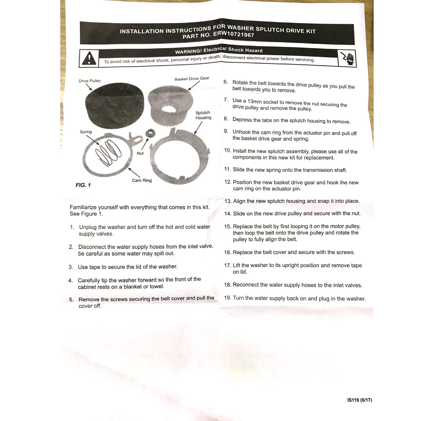 Kenmore Washer Replacement Parts - W10721967 Pulley Clutch Kit & W10006384 Drive Belt Compatible with Whirlpool Models W10006356, PS10057144, W10006352, W10006354, W10326374, W10536113 - Fix Washer Spin Cycle Issues for Smooth Laundry Days