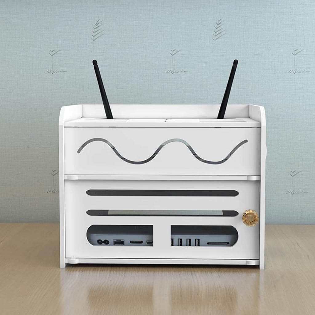 Dual-Purpose WiFi Router Storage Box - Wall & Desktop Cable Management Hider for Home & Office | Hide Power Strips & Organize Wires | Perfect for Home Decor & Workspace Organization