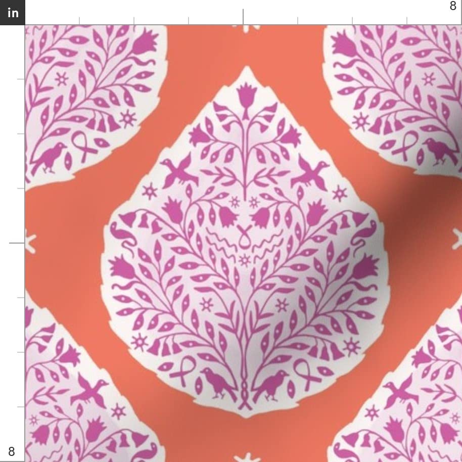 Teardrop Paisley Printed Minky Fabric - Pink Orange Coral Magenta Bohemian Boho Style Fat Quarter for Sewing Baby Blankets, Quilt Backing & Plush Projects | Soft Egyptian Cotton Blend for DIY Crafts & Home Decor