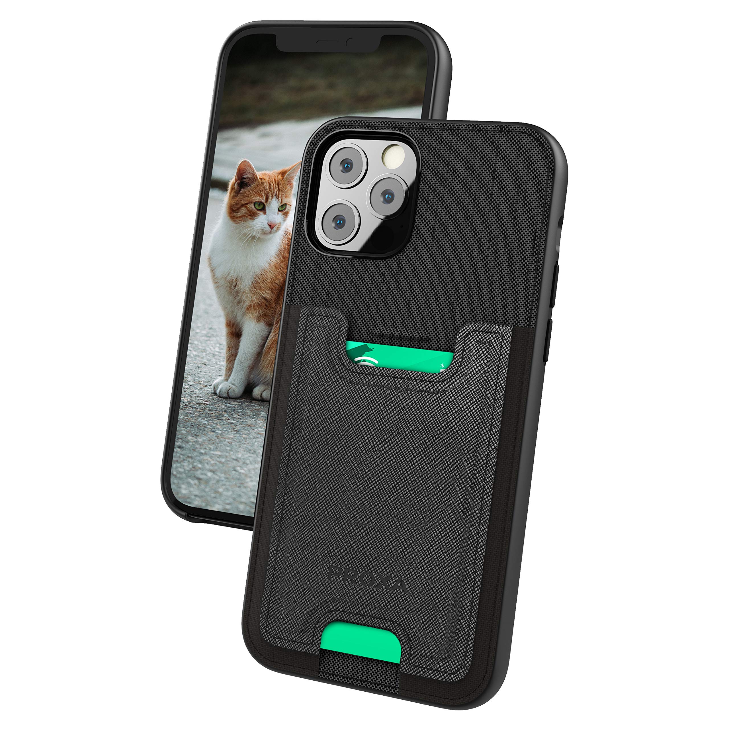 PROXA Slim Card Case for iPhone 12 Pro Max (6.7 inch) - Protective Wallet Case with Card Holder Slot | Scratch Resistant & Durable Cover | Classic Black | Perfect for Everyday Use, Travel & Business Meetings