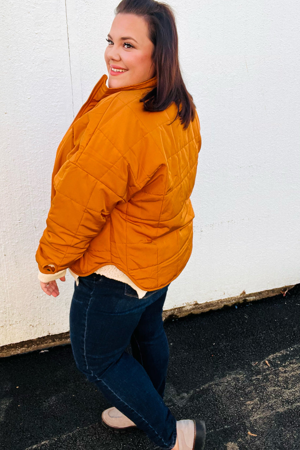 Butterscotch Quilted Puffer Jacket for Women - Warm Winter Coat with Stand Collar | Stylish Outerwear for Cold Weather, Outdoor Activities & Daily Commute