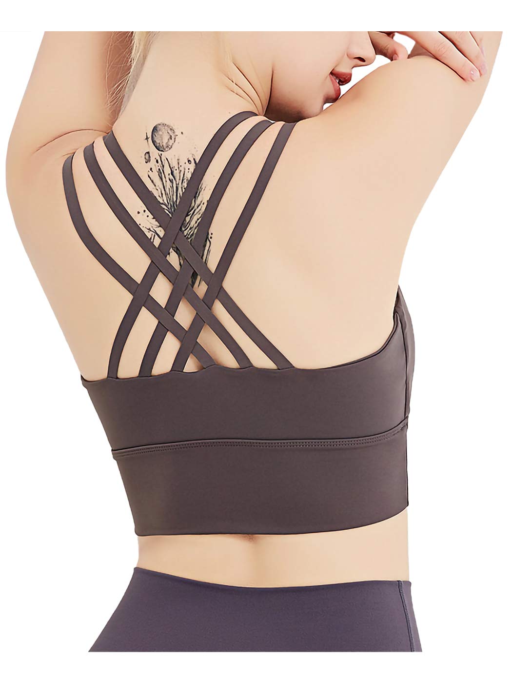 Anna-Kaci Women's Strappy Padded Wirefree Yoga Bra - Crisscross Back Sports Top for Workout, Running & Activewear - Perfect for Yoga, Gym & Fitness Training
