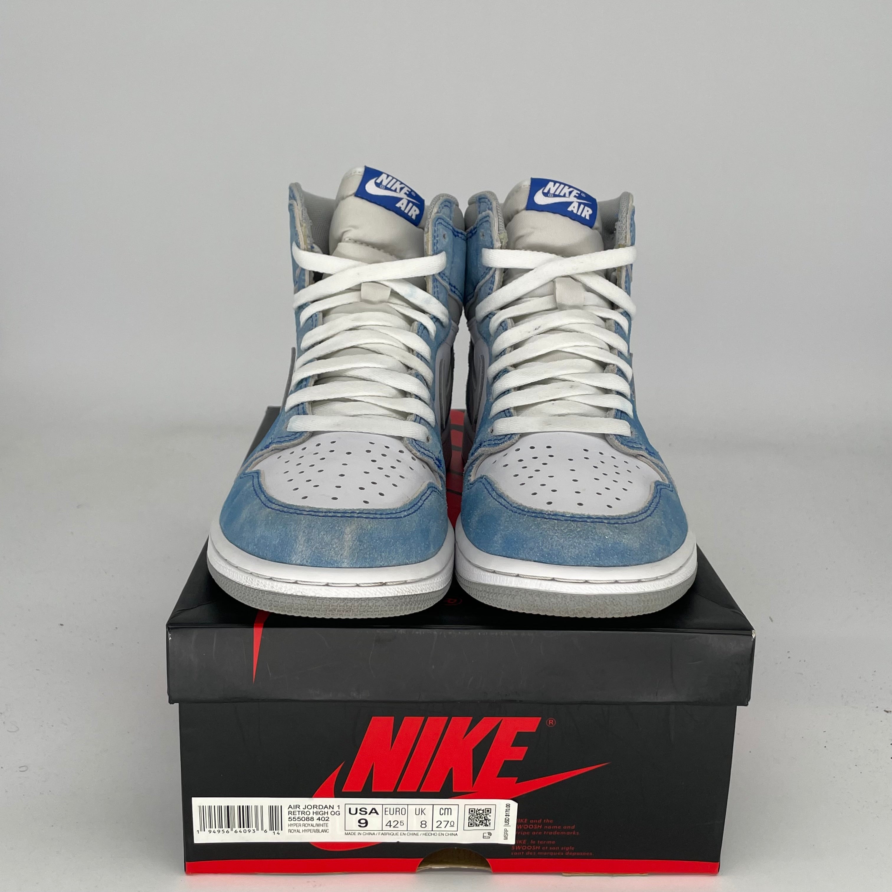 AIR JORDAN 1 HYPER ROYAL Sneakers - Men's Size 9 (555088-402) | Basketball Shoes for Streetwear & Casual Outfits