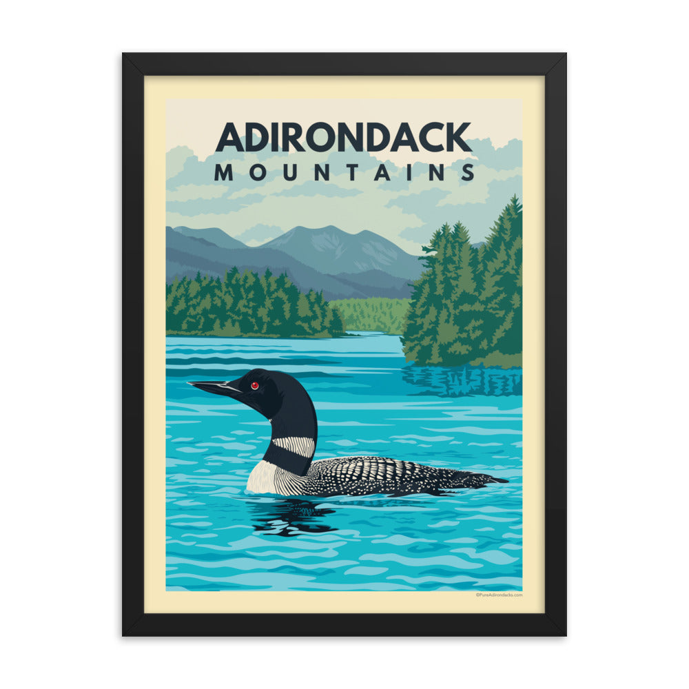 Adirondack Loon Wall Art Poster - Vintage Style Lake Bird Decor for Living Room, Bedroom & Office - Perfect for Nature Lovers & Home Decor