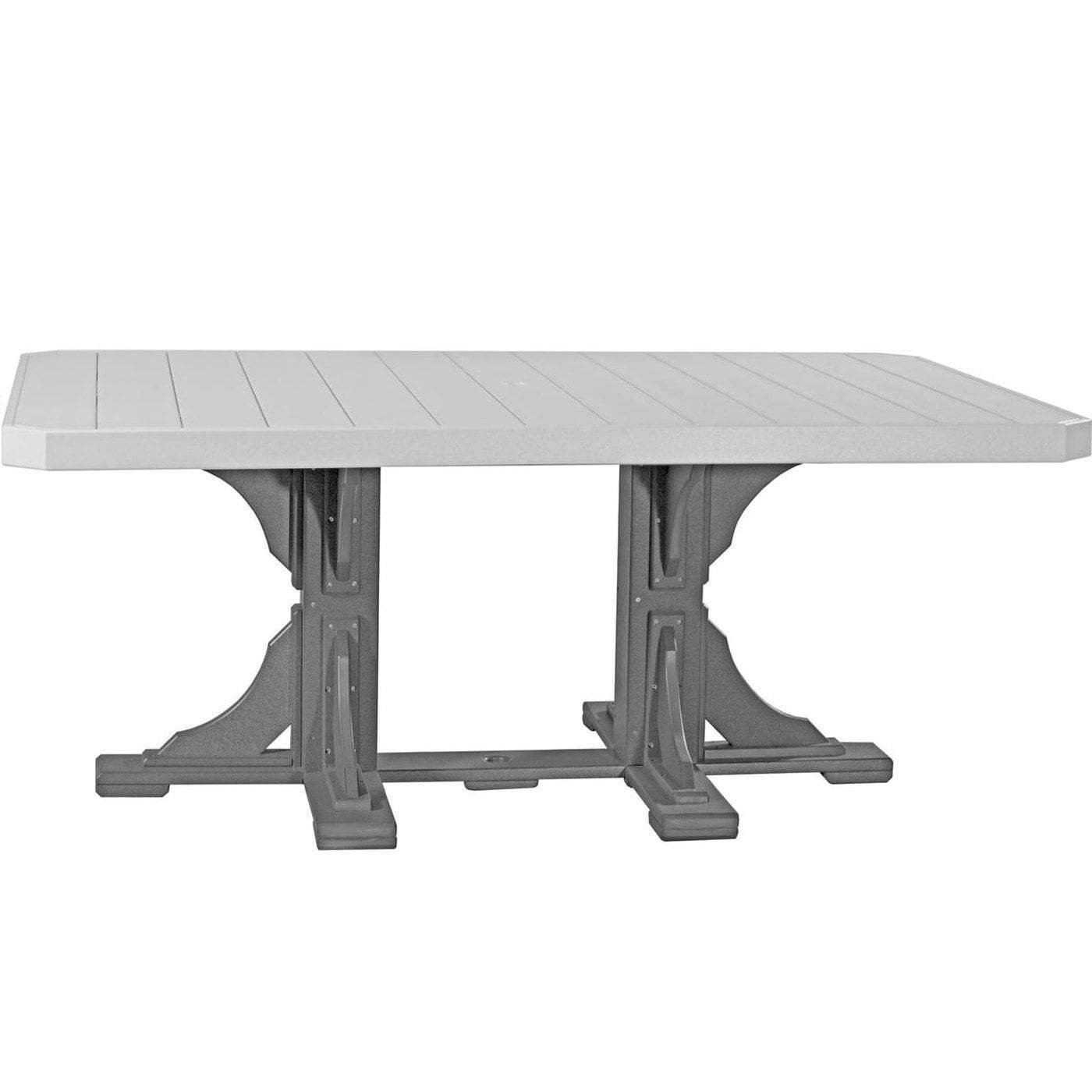 LuxCraft 4x6 Rectangular Table with Cup Holder - Dove Gray Recycled Plastic Outdoor Patio Furniture for Garden, Deck, or Poolside Relaxation