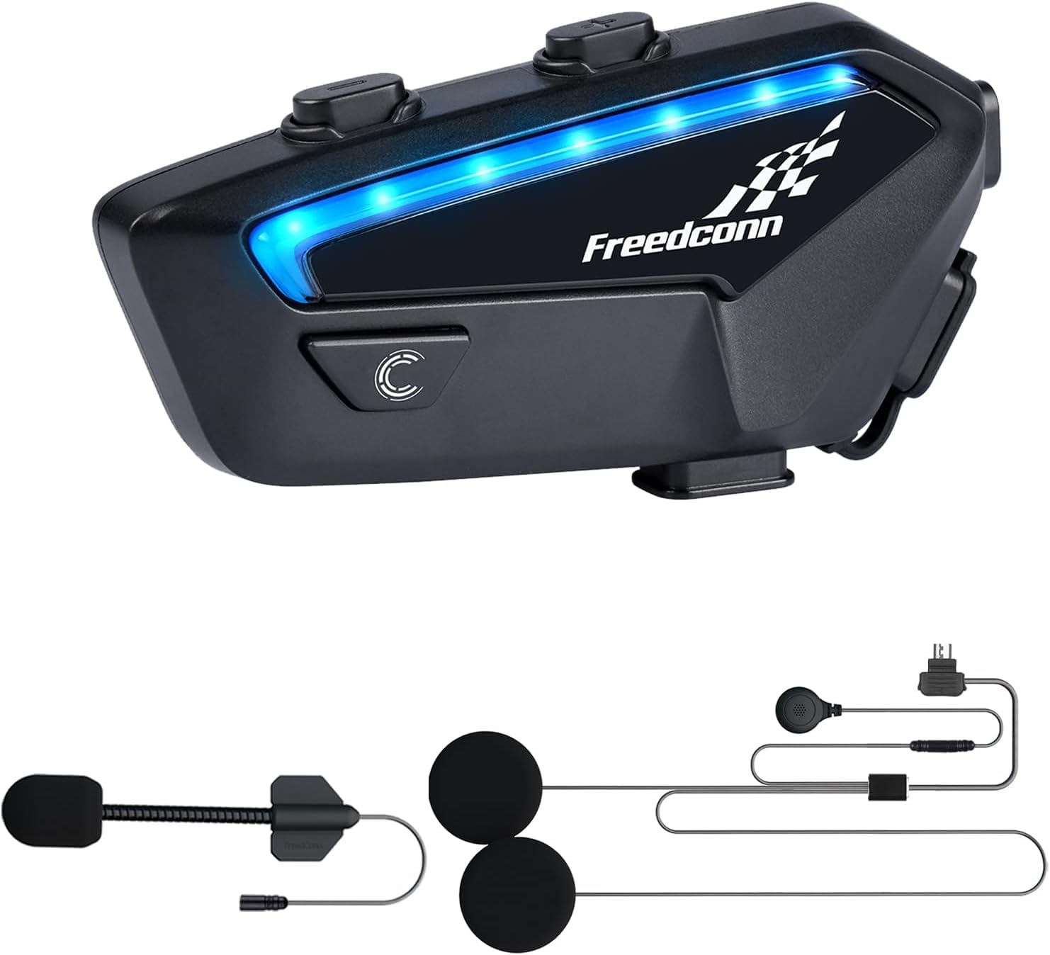 FreedConn FX Motorcycle Bluetooth Helmet Headset - Wireless Intercom for 2-10 Riders, Ultra-Thin Design with Music Sharing, Noise Cancellation & Waterproof - Perfect for Group Rides, Commuting & Adventure Touring (1 Pack)