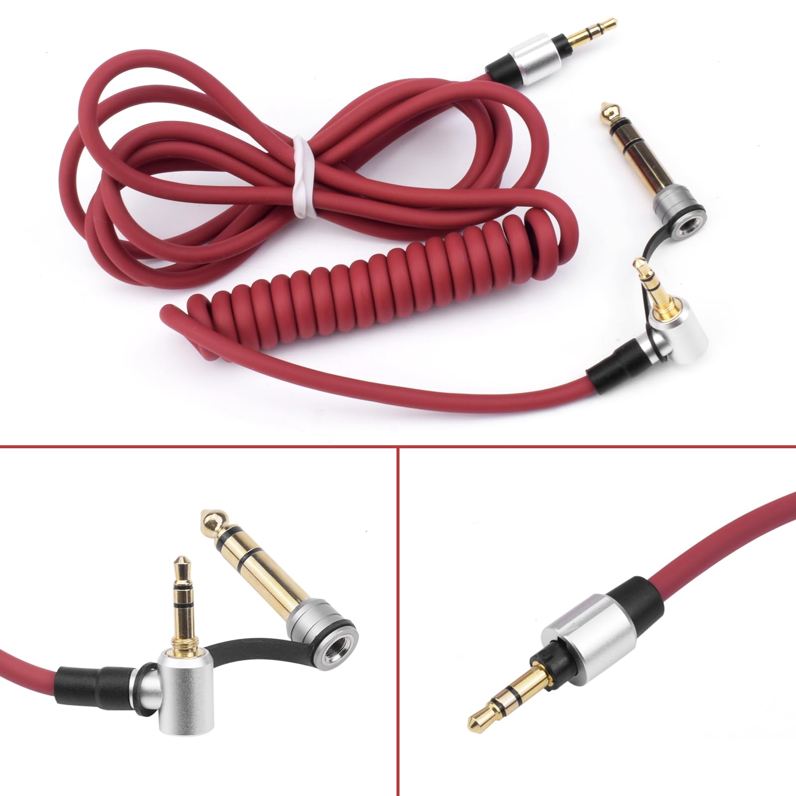 Beats by Dr Dre Solo Studio Pro Detox Edition Replacement Audio Aux Cable - 3.5mm Auxiliary Extension Cord for Headphones (Red) | Perfect for Gaming, Music & Travel Accessories