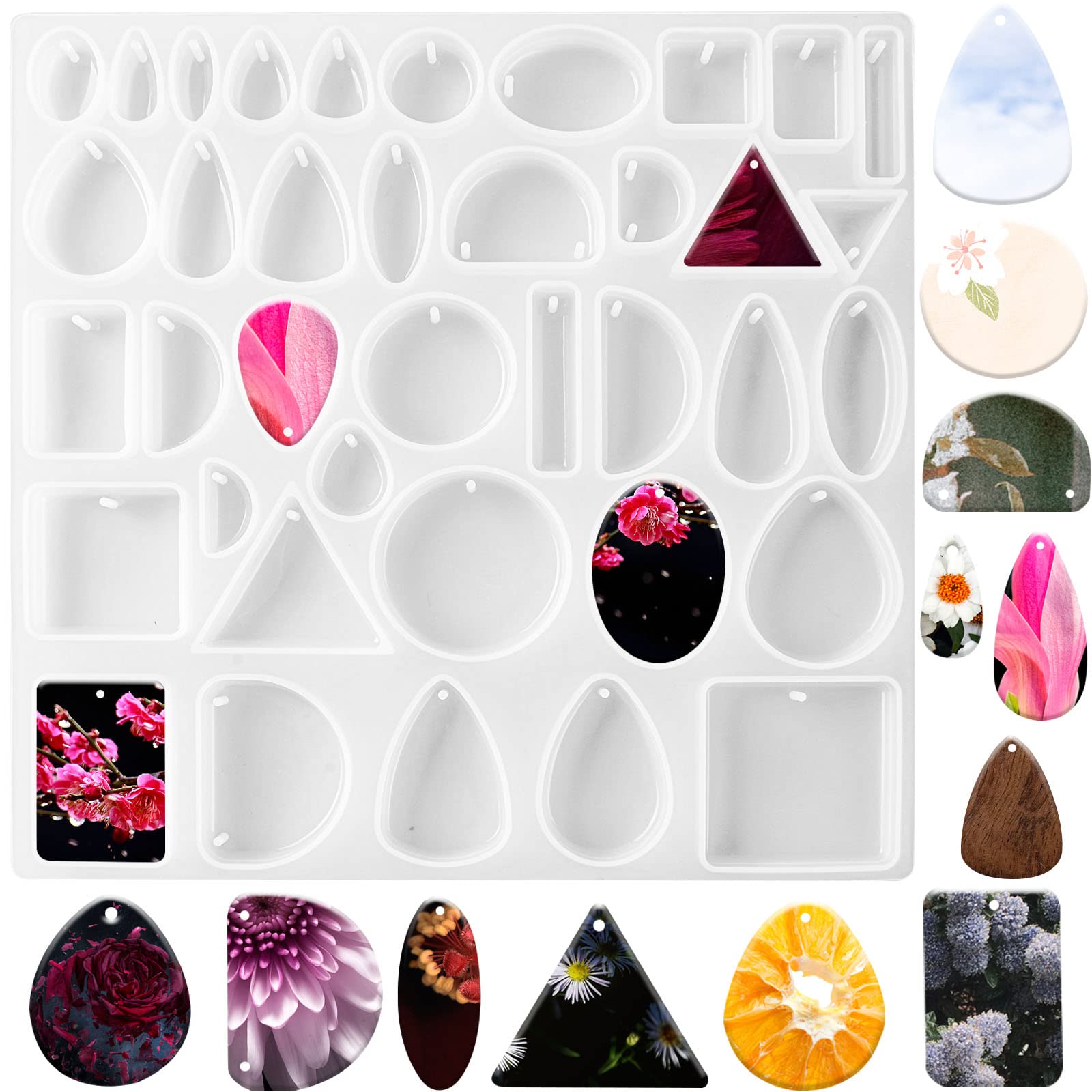 Premium Silicone Resin Jewelry Molds for DIY Pendants, Keychains, Necklaces & Earrings - Epoxy Resin Casting Molds for Handmade Jewelry Making - Perfect for Crafters, DIY Gifts & Home Decor Projects