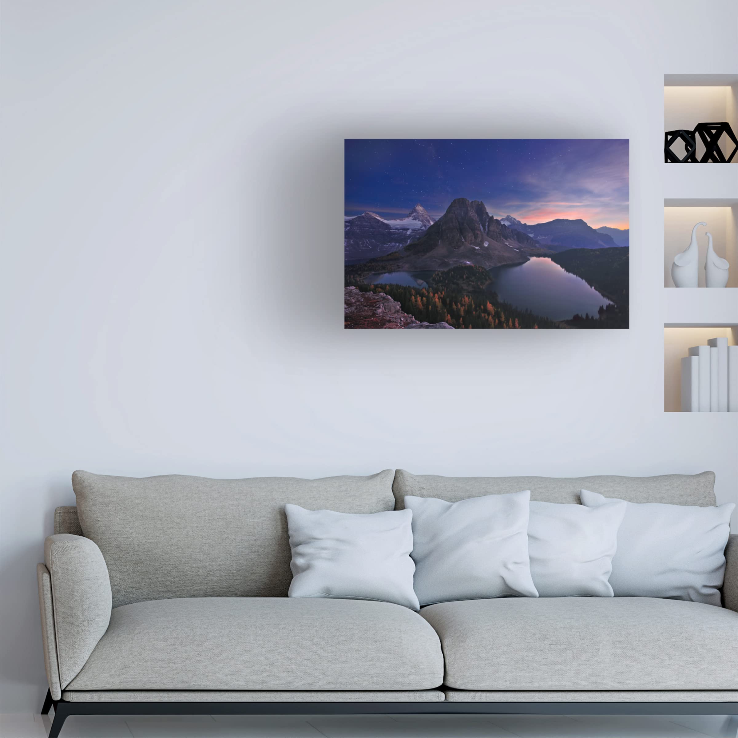 Trademark Fine Art 'Autumn Dream In Canadian Rockies' Canvas Wall Art by Mei Xu - Stunning Landscape Painting for Living Room, Bedroom & Office Decor
