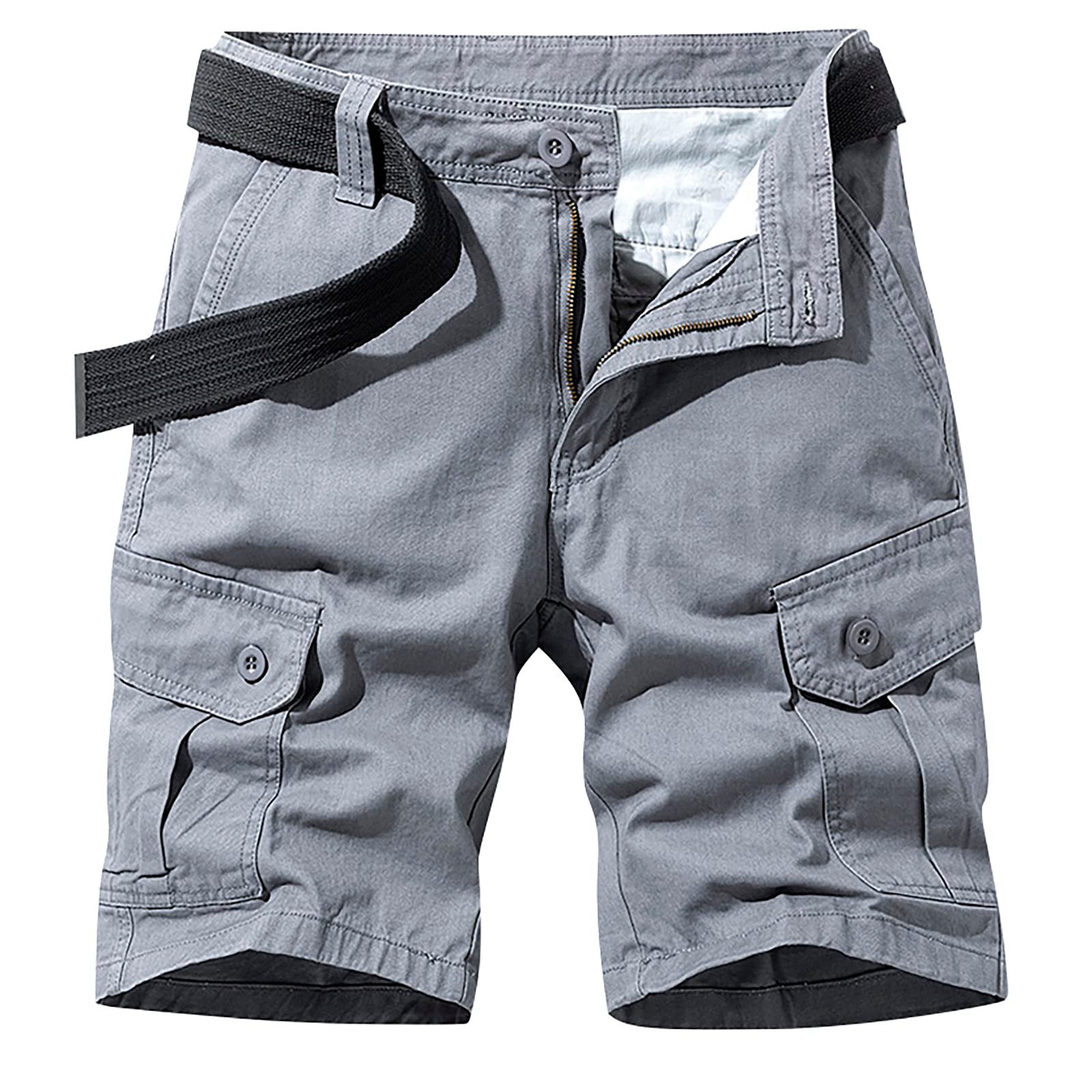 Men's Belted Cargo Shorts - Athletic Running Shorts with Pockets | Summer Workout, Fishing & Mountain Biking Shorts for Outdoor Activities