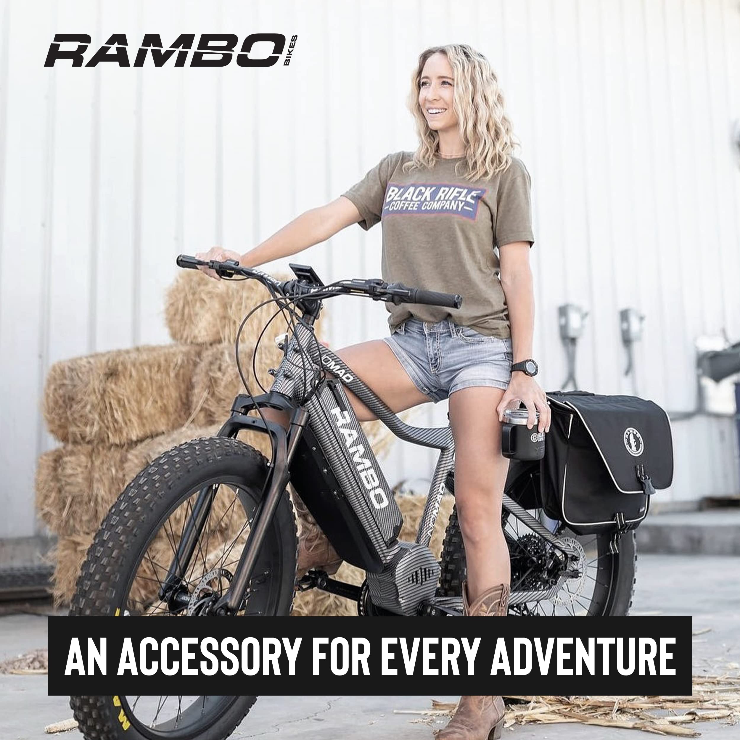 **Rambo Bikes Double Saddle Bag - 20L Waterproof Bike Storage Bag - Durable Nylon Material & Secure Mounting System - Fits Most Bike Racks - Black - Perfect for Commuting, Cycling Tours & Outdoor Adventures**