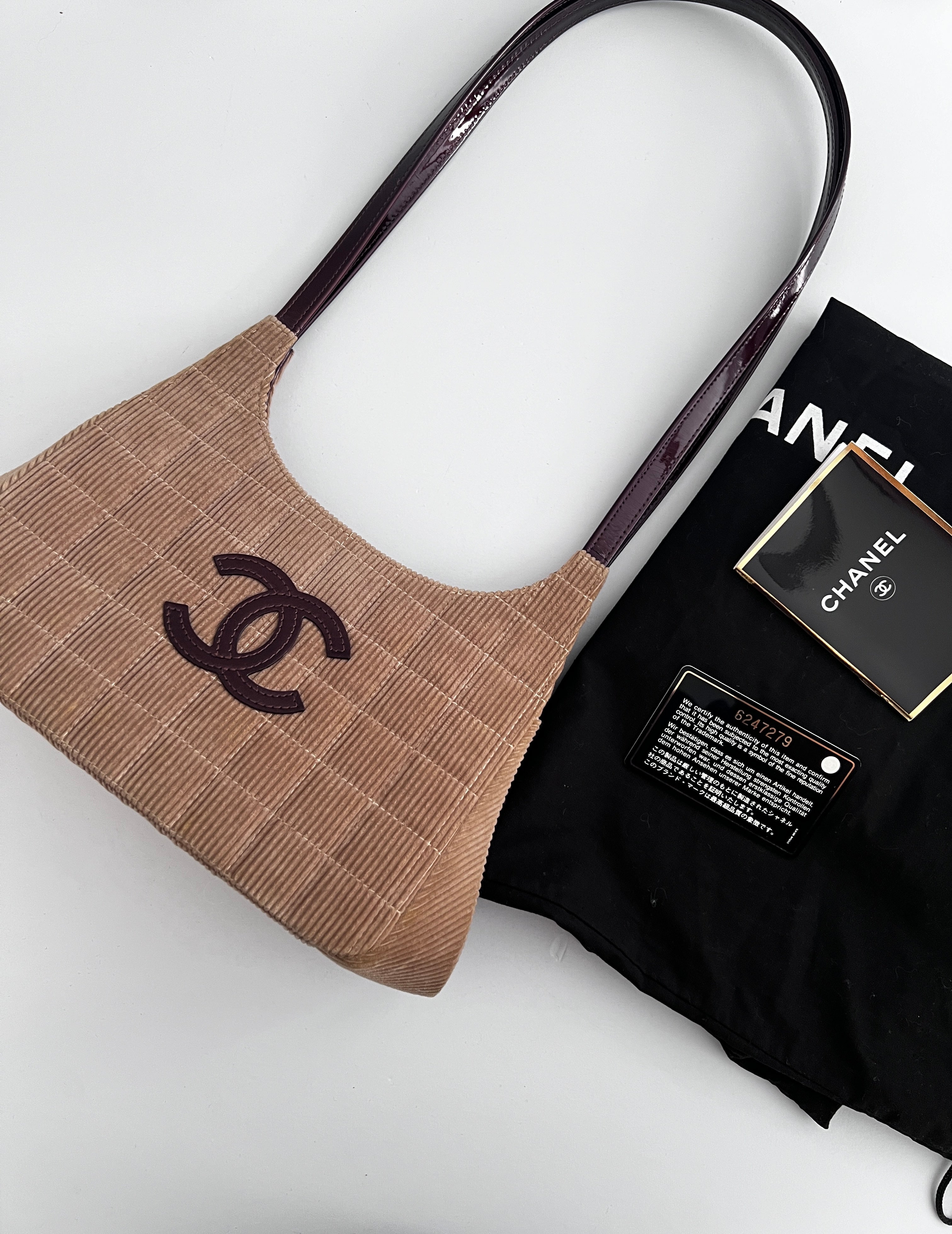 Chanel Corduroy Kiss Lick CC Shoulder Bag for Women - Luxury Designer Handbag for Everyday Use, Parties & Special Occasions
