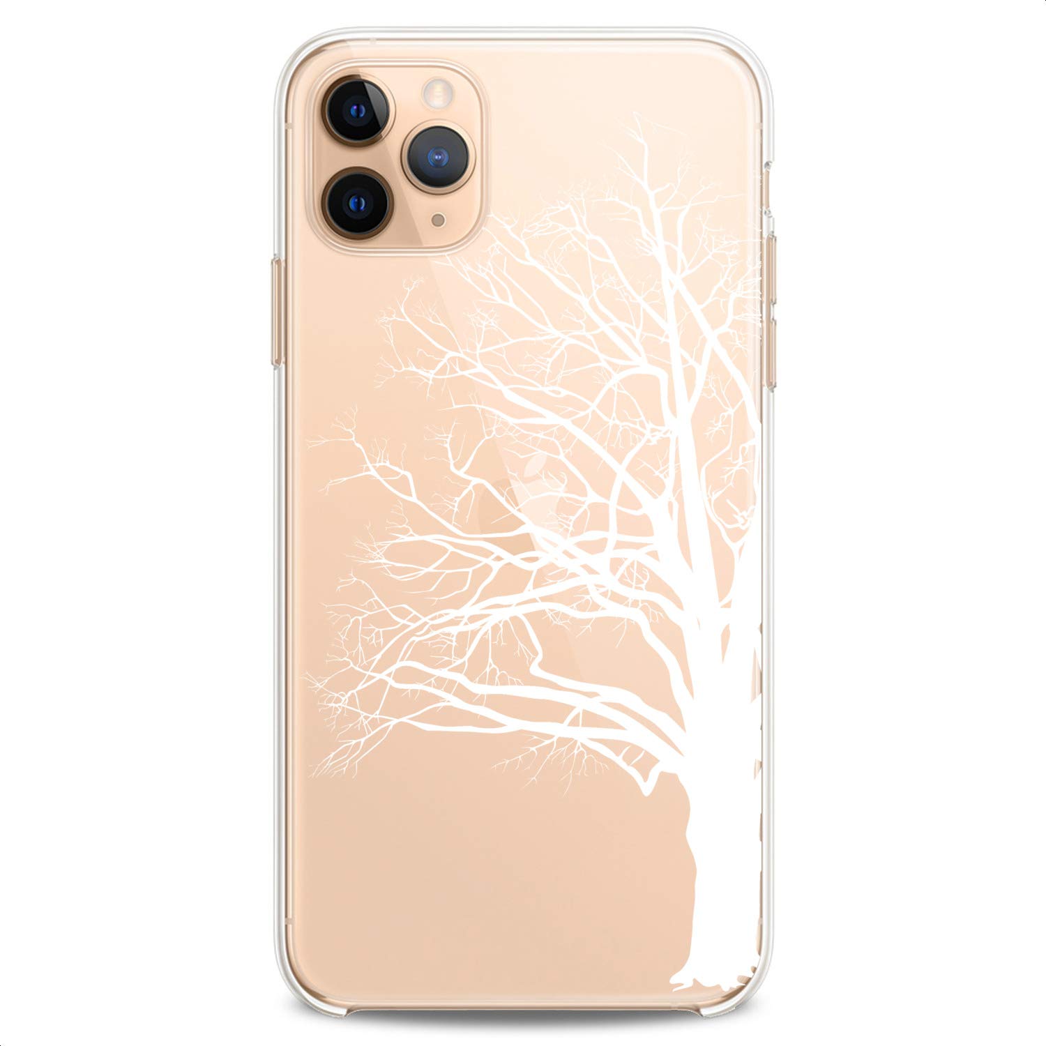 Premium TPU Phone Case for iPhone 16/15/14/13/12/11 Pro Max/Plus/Mini/XS/XR/X/8+/7/6/5/SE - Slim Flexible Silicone Cover with Nature Tree Art Design (Cute Clear White) - Perfect for Daily Protection & Style Enhancement
