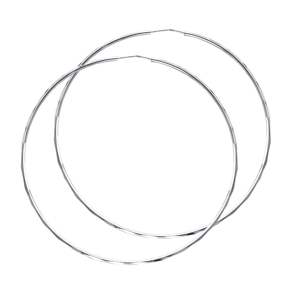 14K Yellow or White Gold Faceted Round Tube Hoop Earrings - 1.5mm Dainty Luxury Jewelry for Women | Perfect for Everyday Wear, Date Nights & Special Occasions