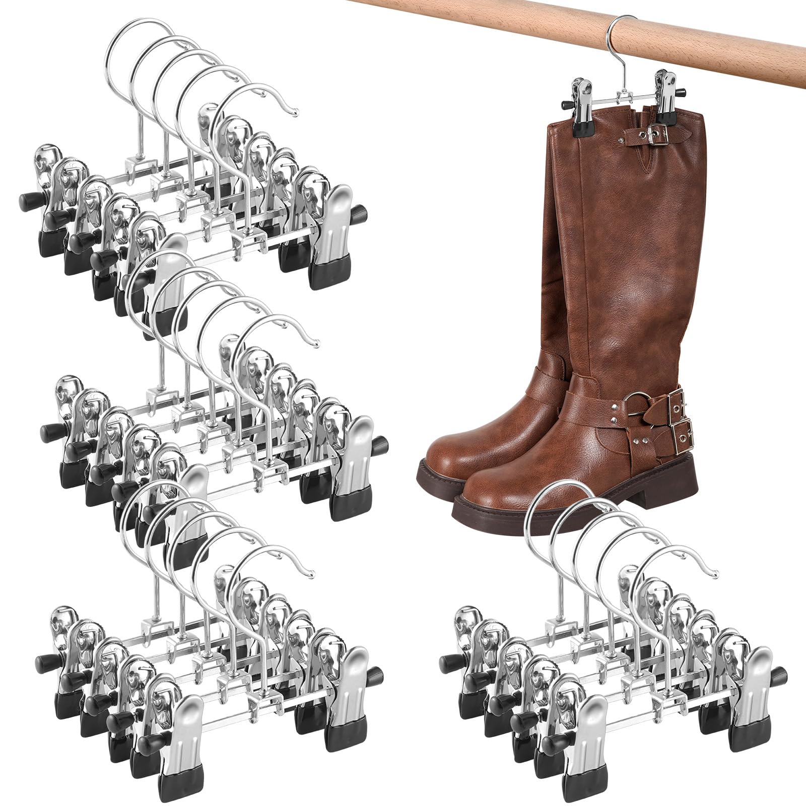 20 Pack Boot Hangers with Clips for Closet Organizers - Space Saving Storage for Boots, Leggings, Jeans, Scarves & Hats - Perfect for Closet, Wardrobe & Dorm Organization