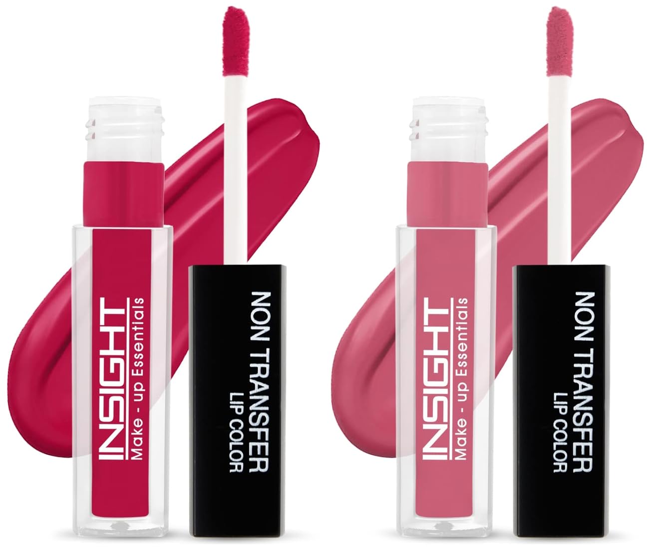 Insight Non-Transfer Long Lasting Lipstick - 4ml (04 Ferocious Pink & 07 Satin Rose) - Smudge Proof Matte Lip Color for All-Day Wear, Perfect for Work, Date Night and Special Occasions