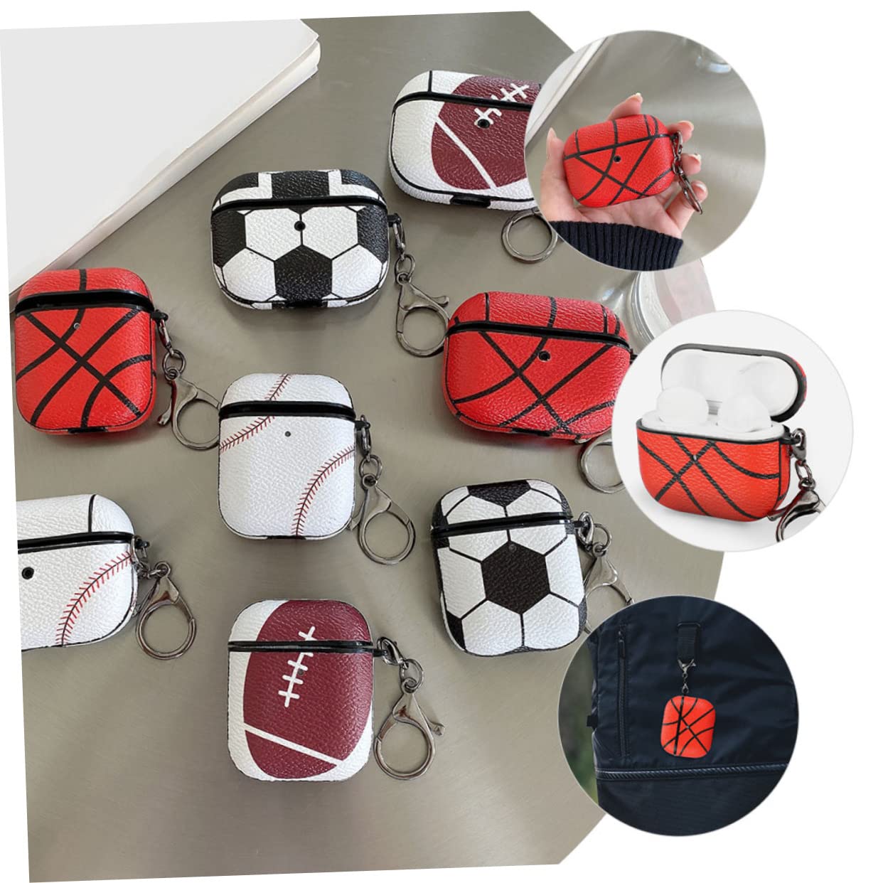 3-Pack Shockproof Earbuds Case - Durable Basketball Headphone Cover with Scratch-Resistant Protection | Perfect for AirPods, Wireless Earbuds & Sports Accessories Storage