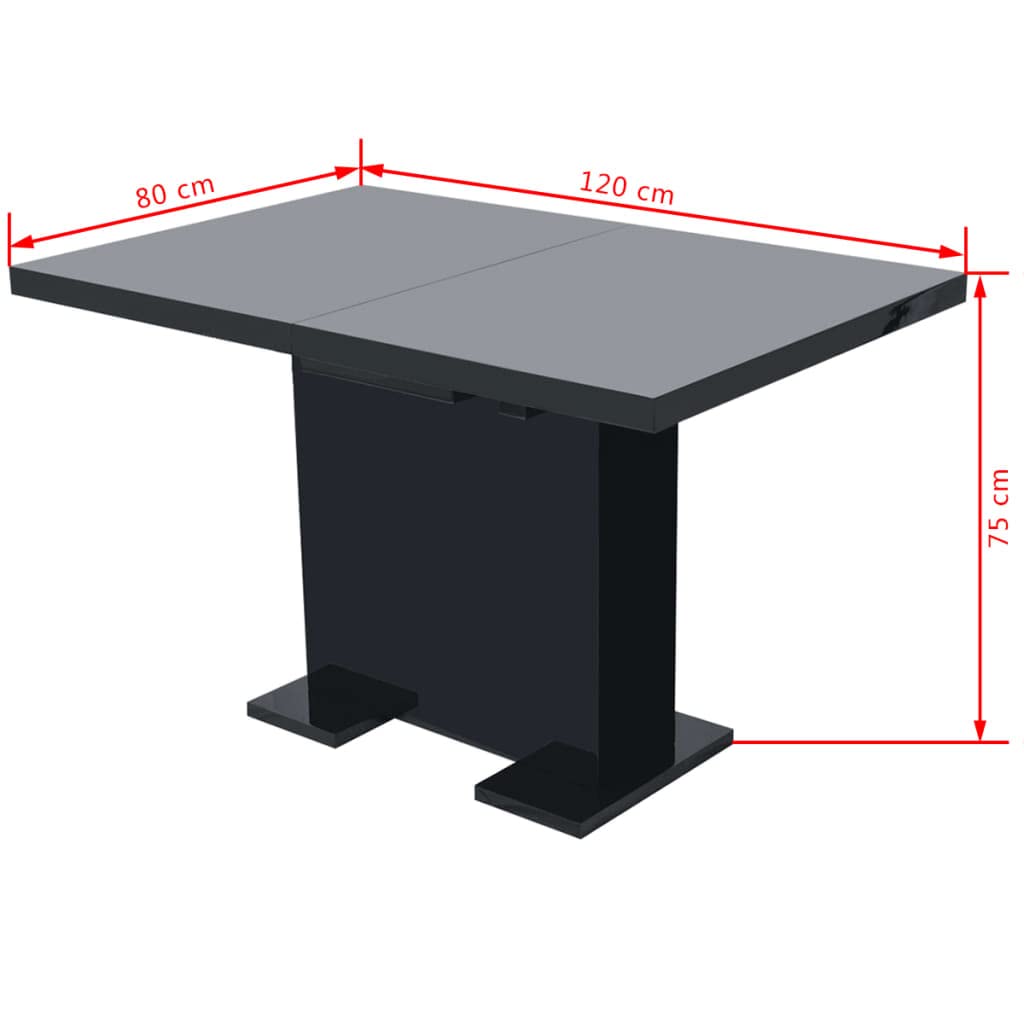 CHARMMA 60 Inch Rectangular Dining Table with Pedestal Base - High Gloss Black Finish - 59