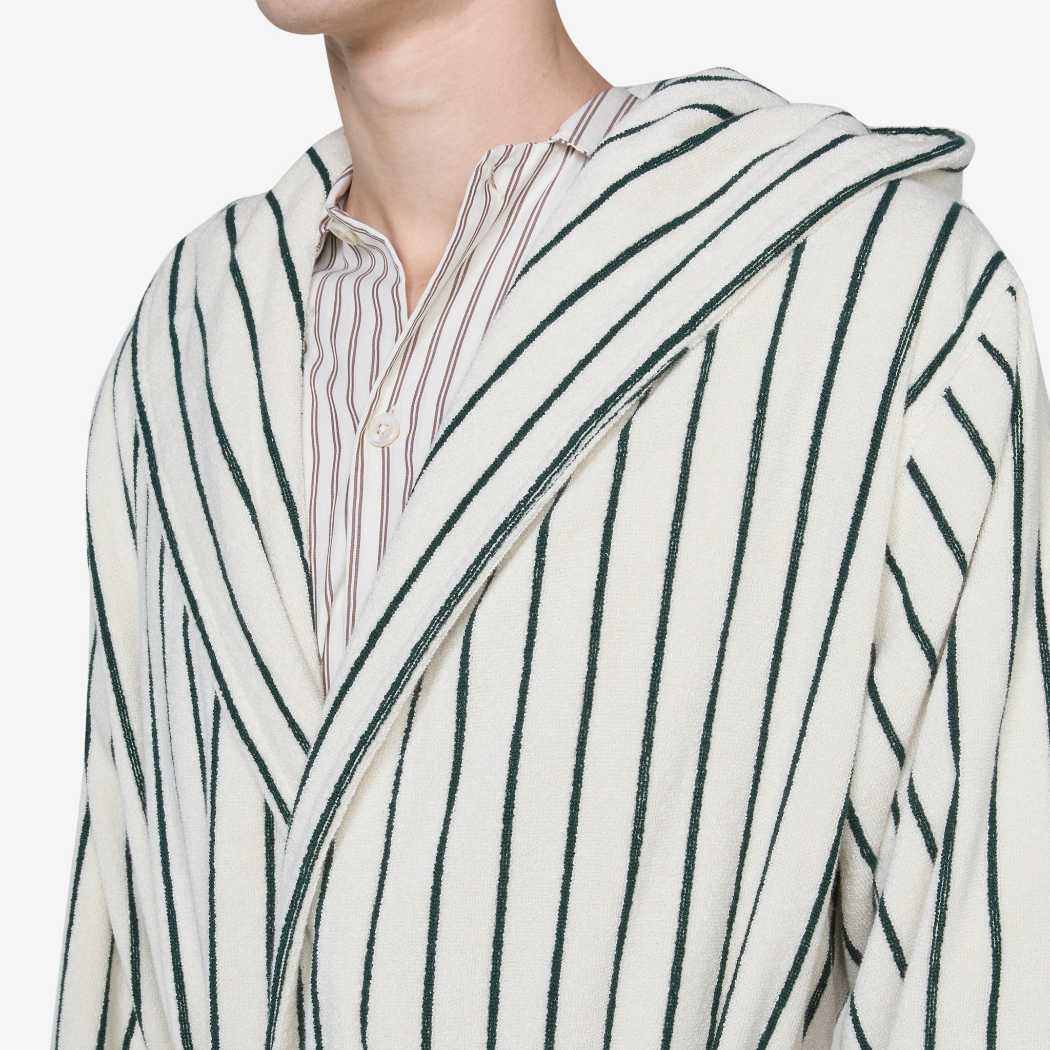 Premium Hooded Bathrobe for Women & Men - Soft Striped Racing Green Fleece Robe - Cozy Loungewear for Spa, Home & Hotel Use