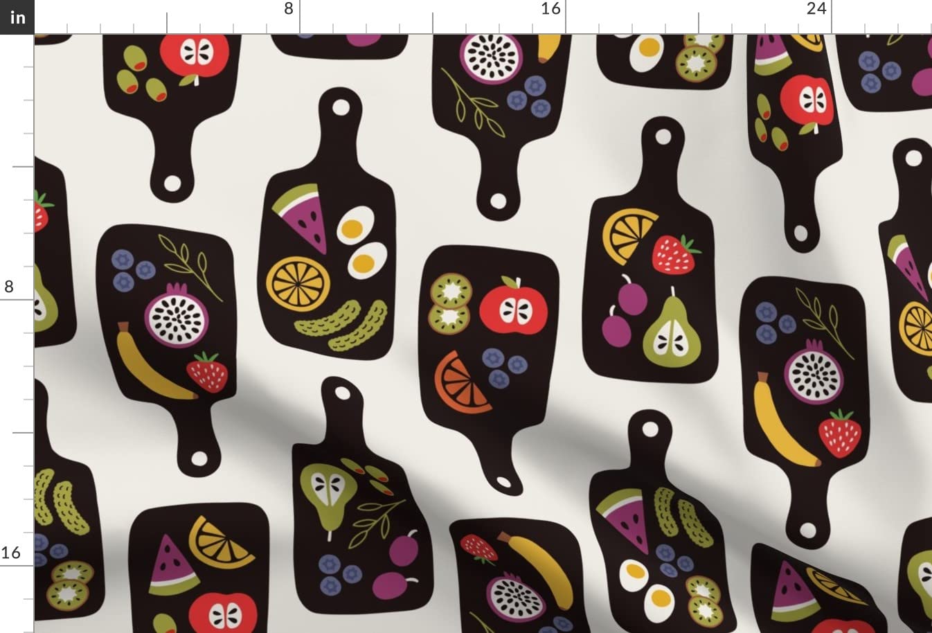 Premium Spoonflower Fabric - Charcuterie Board Food Print on Satin Fabric by The Yard for Sewing, Apparel, Fashion, Blankets & Home Decor | Perfect for DIY Projects, Table Runners, and Kitchen Decor