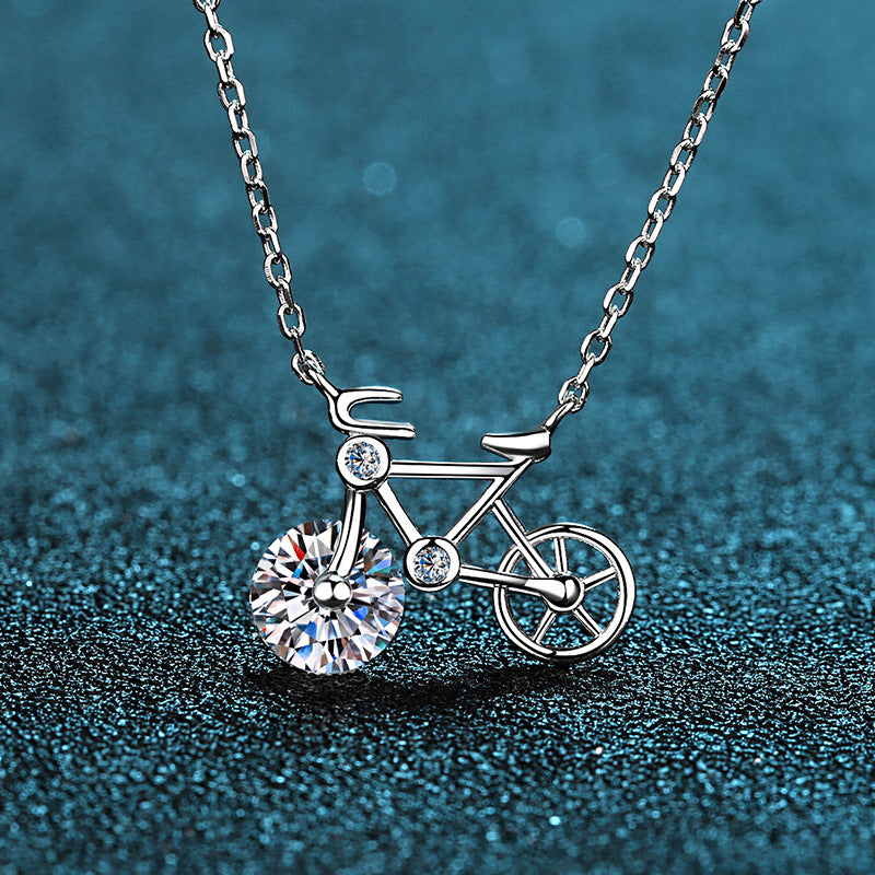 Women's Sterling Silver Moissanite Necklace - Classic Brilliant Cut Moissanite Jewelry for Everyday Wear & Special Occasions