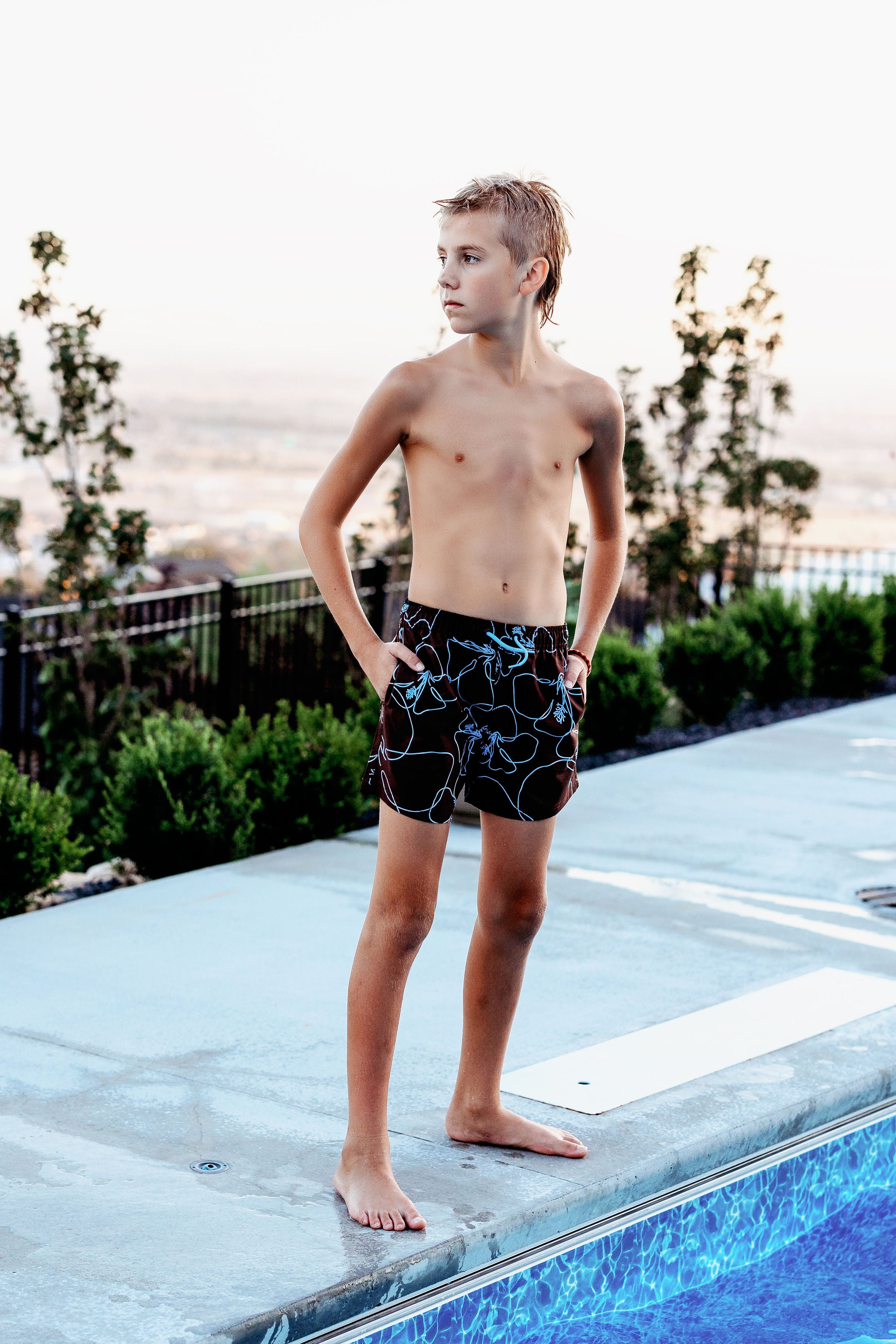 Chris Boys Hibiscus Swim Trunks - Quick-Dry Beach Shorts for Men - Perfect for Swimming, Surfing & Summer Vacations