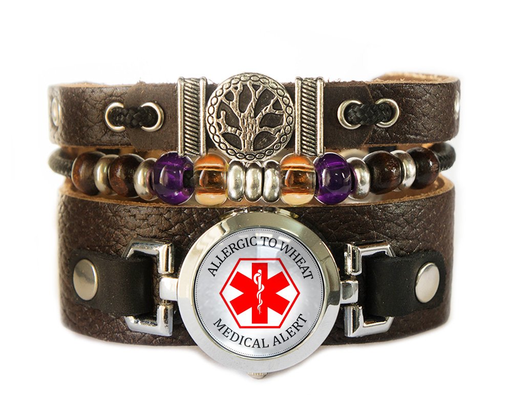 Medical ID Bracelet for Emergency Alert - Beaded Leather Paramedic Jewelry for Men & Women - Perfect for Allergies, Diabetes & Medical Conditions