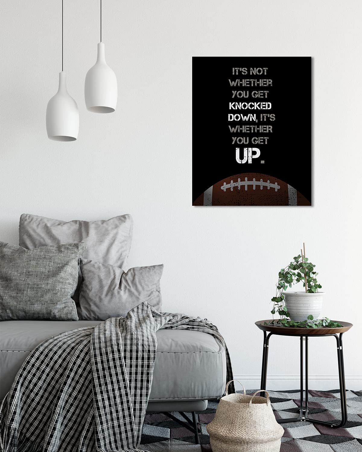 Govivo Football Motivational Posters - 16x20 Unframed Canvas Wall Art for Boys Bedroom, Locker Room & Coach Gifts - Inspirational Sports Quotes Decor | Perfect for Football Fans, Team Spirit & Sports Themed Rooms