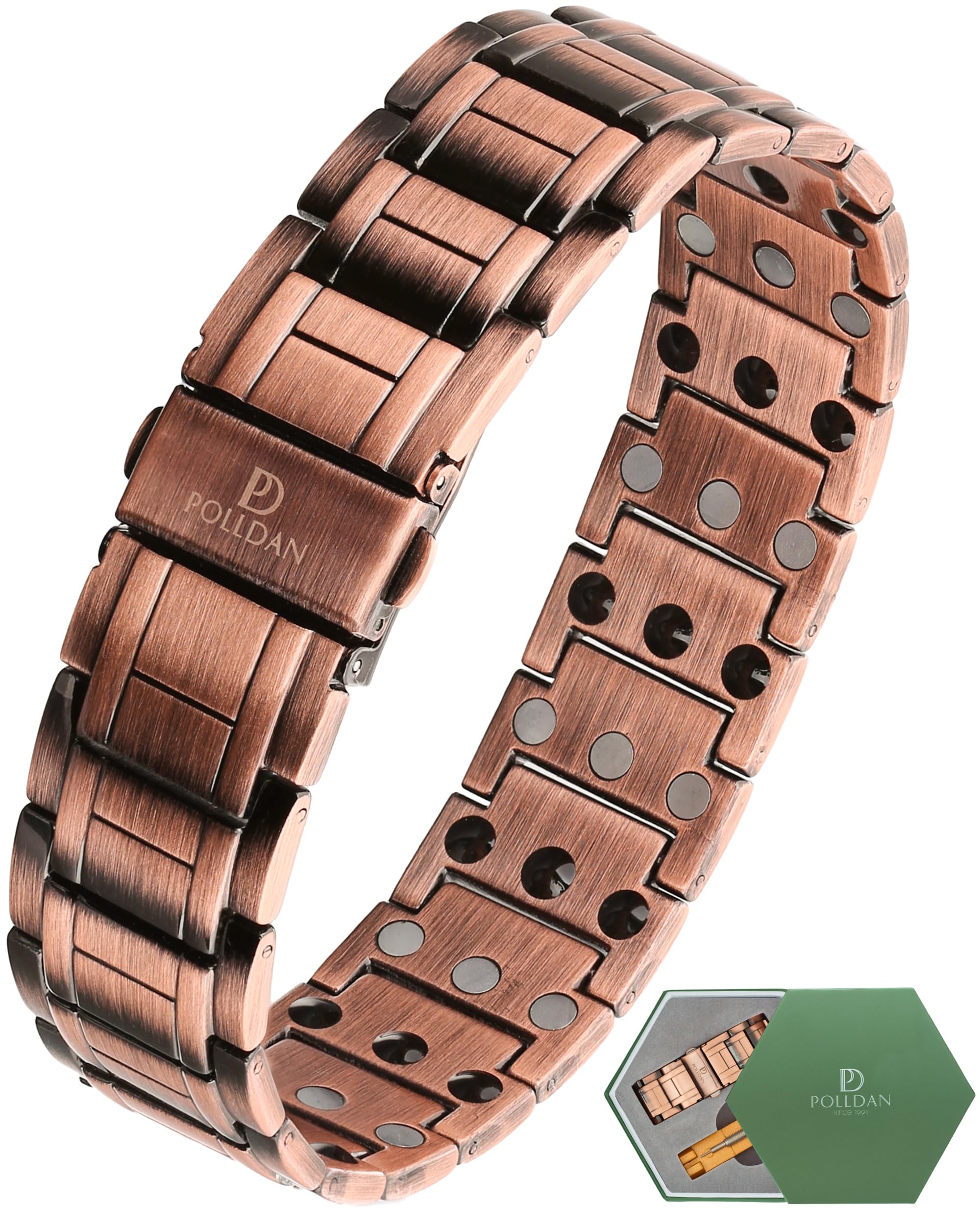 6200 Gauss Magnetic Copper Bracelet for Men - Adjustable Pure Copper Therapy Bracelet with Gift Box & Sizing Tool - Relief for Joint Pain, Arthritis & Circulation - Perfect for Workouts, Yoga & Daily Wear