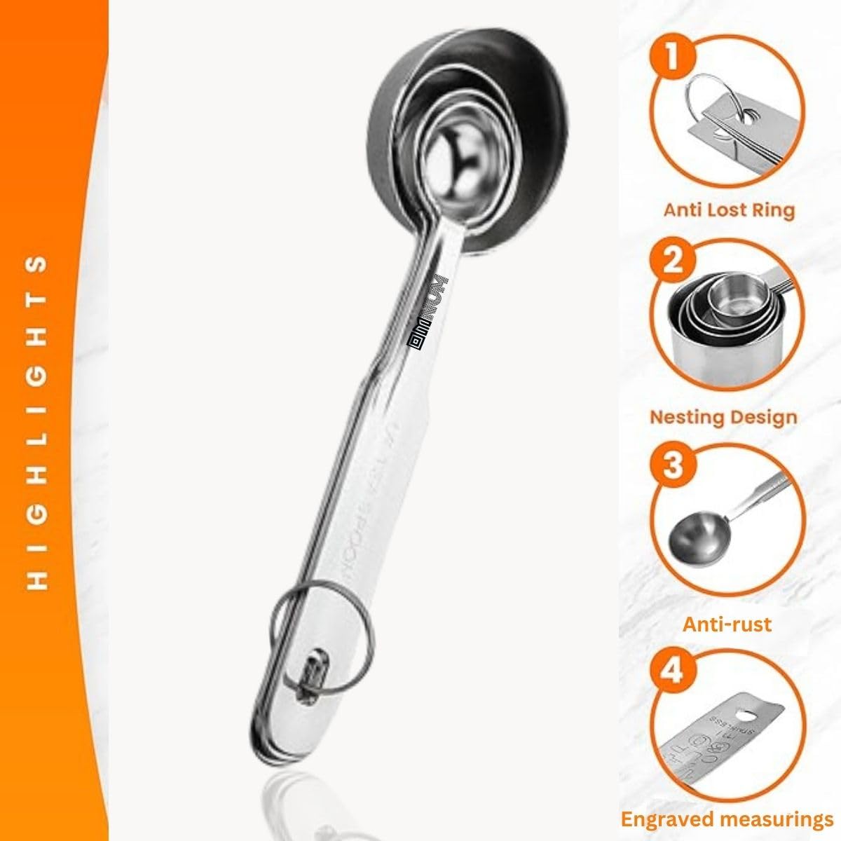 Omnum Premium Stainless Steel Measuring Spoon Set (4-Piece) - Heavy Duty Metal Kitchen Measuring Spoons for Cooking, Baking & Meal Prep - Perfect for Home Chefs, Bakers & Coffee Enthusiasts