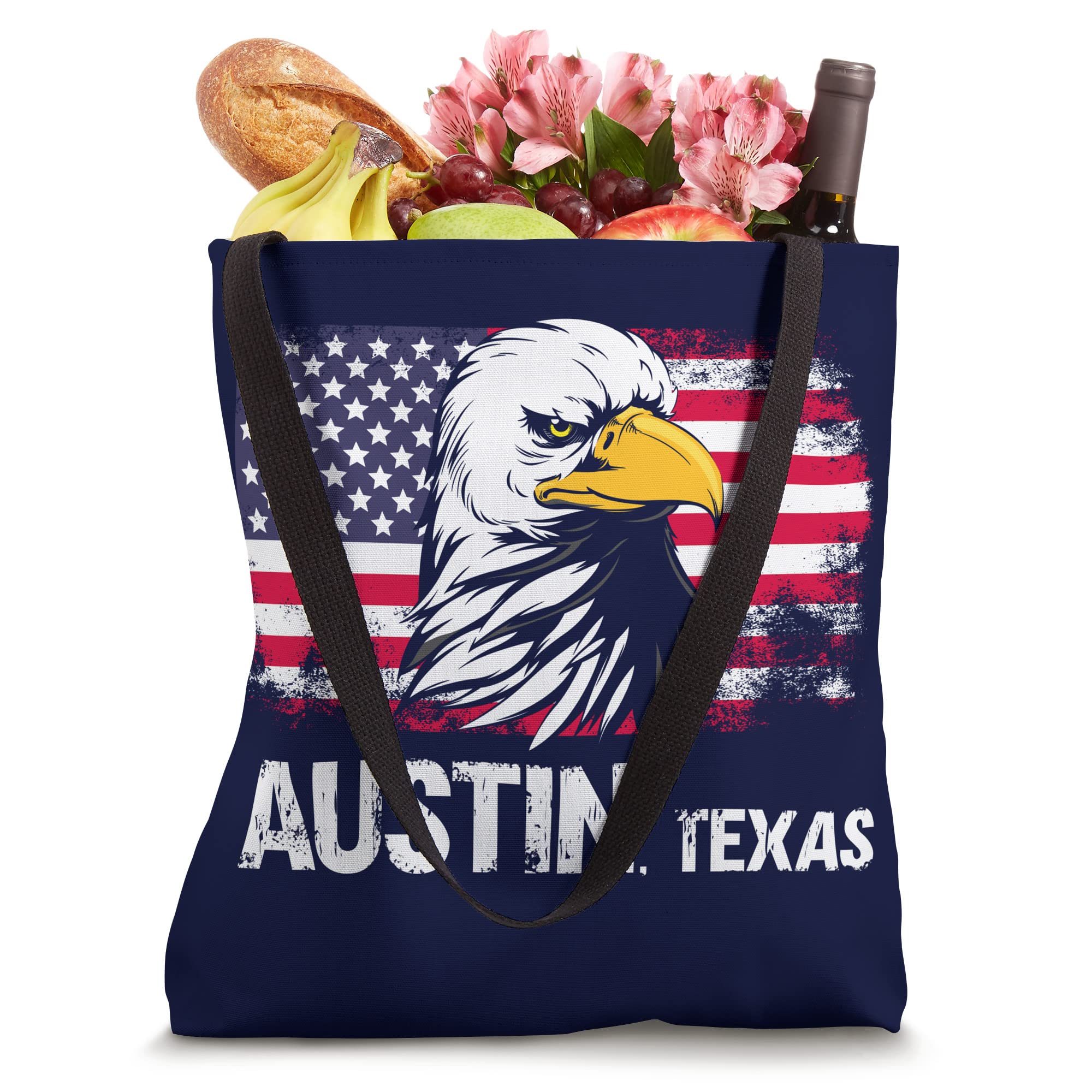 Stylish Austin Texas Tote Bag - Durable Cotton Reusable Shopping Bag with Long Handles - Perfect for Groceries, Beach Trips & Farmers Market
