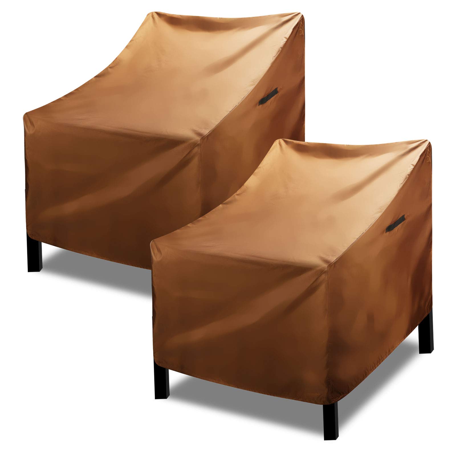 **Waterproof Heavy Duty Patio Chair Covers - 2 Pack Outdoor Furniture Covers for Stackable Lounge Chairs, Deep Seat Sofas & Lawn Furniture - Weather Resistant, Durable Brown Fabric for Patio, Garden & Backyard Use**