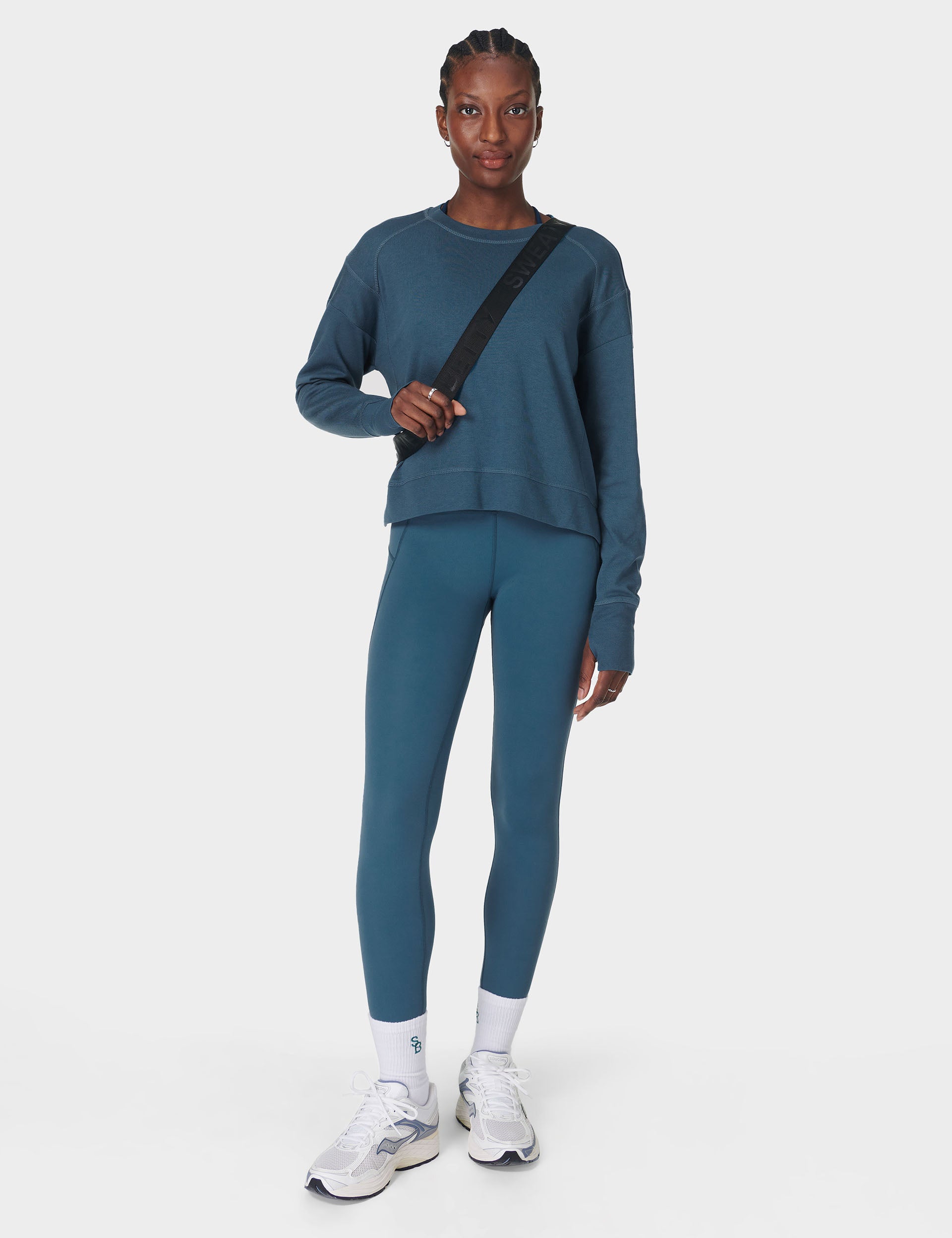 After Class Crop Sweatshirt for Women - Soft Comfortable Oversized Pullover in Subdued Blue | Perfect for Casual Wear, Lounge, and Street Style Fashion