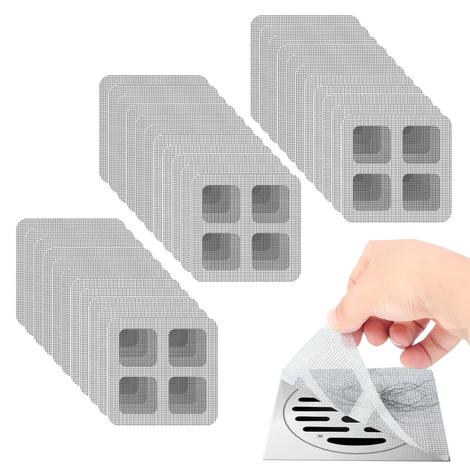 30 Pack Disposable Shower Drain Hair Catchers - Mesh Stickers for Bathroom, Washbasin, Bathtub & Kitchen Sink - Effective for Human and Pet Hair - Perfect for Home Cleaning and Hair Clog Prevention