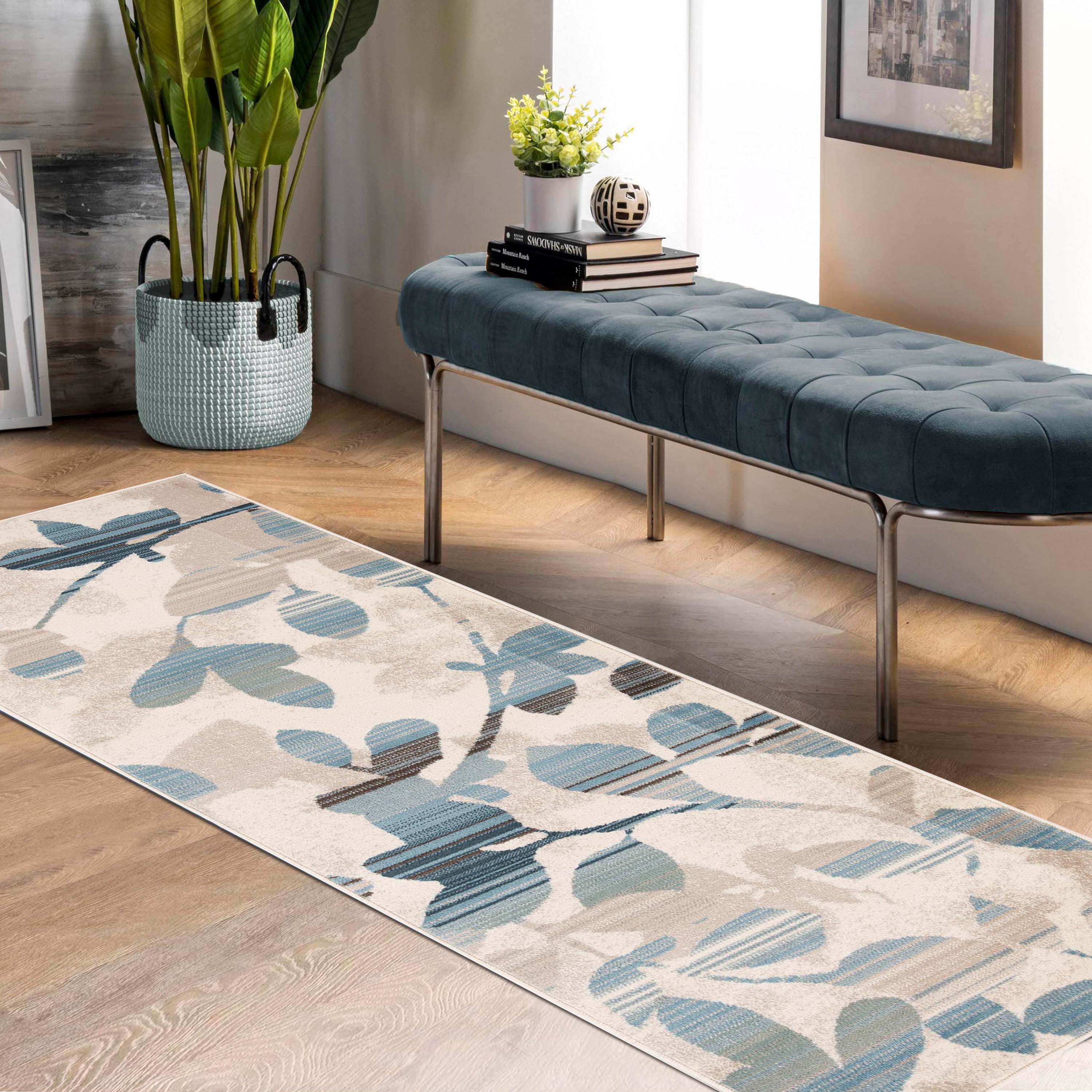 Mahonia Leaf & Vine Indoor Area Rug or Runner - Non-Slip Boho Home Decor for Living Room, Bedroom, Hallway | Soft & Durable Floor Mat