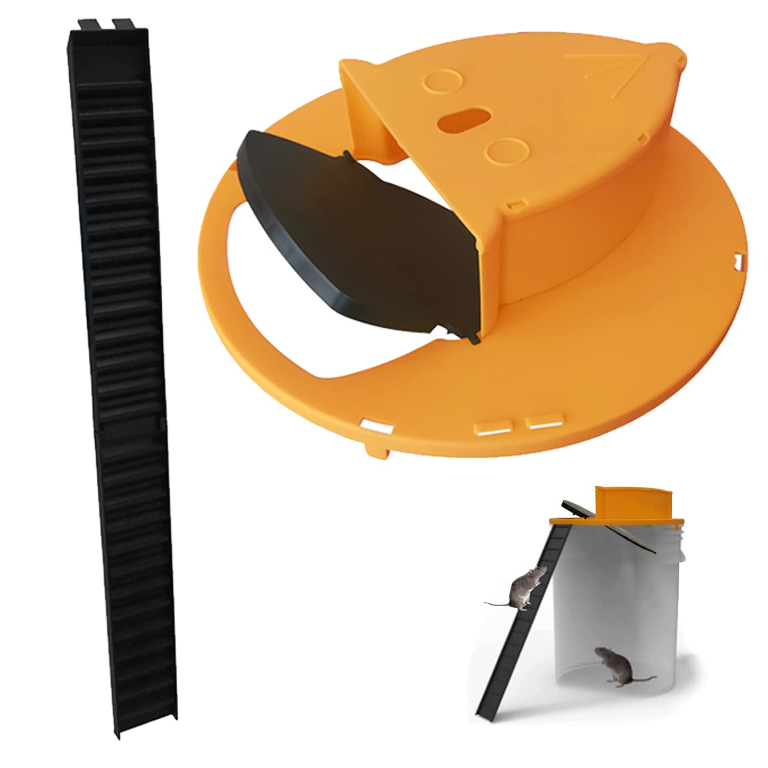 Humane Mouse Trap Bucket Lid - Auto Reset Rat Trap for Indoor & Outdoor Use - Flip Slide Design for Mice, Rats & Chipmunks - Safe & Sanitary Rodent Control Solution for Home, Garage, and Garden