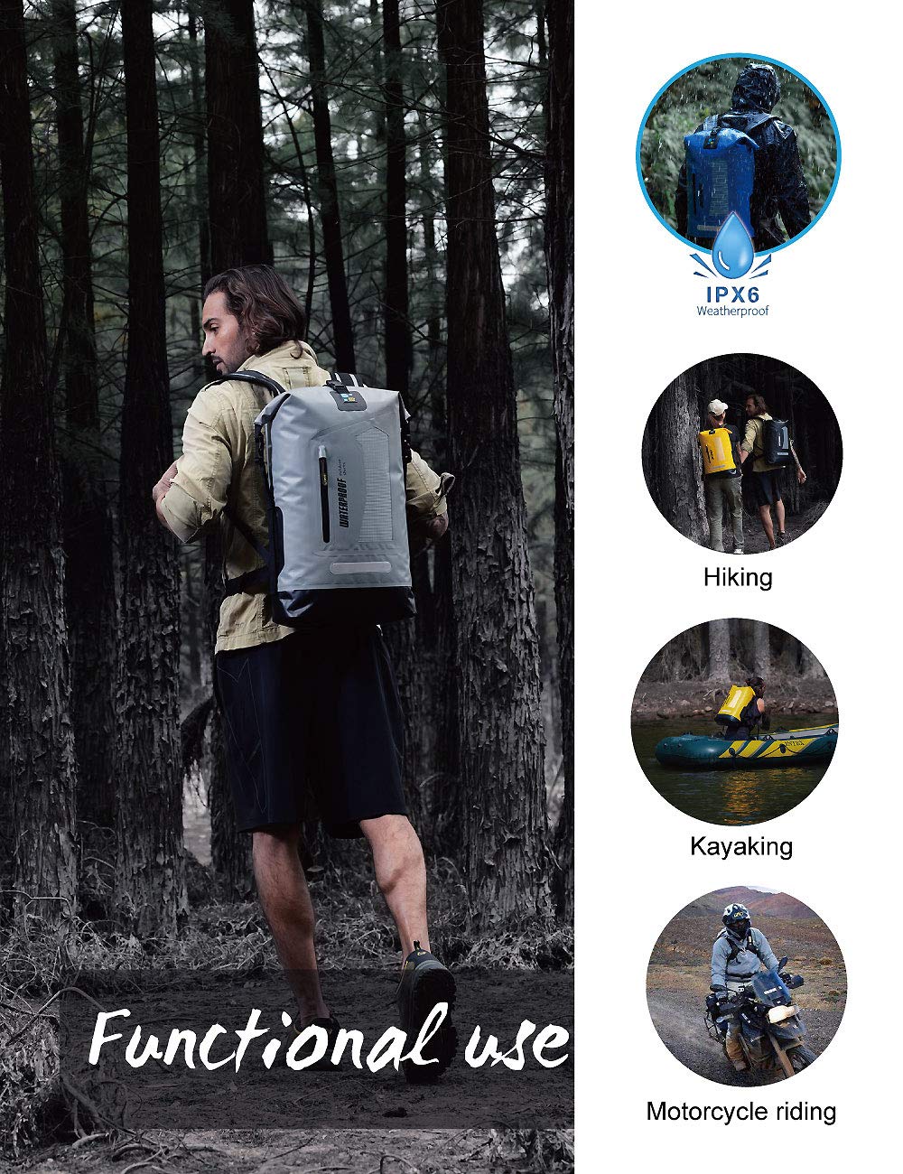 Waterproof Backpack Dry Bag 20L/30L/40L - Floating Waterproof Backpack for Men & Women - Kayak, Hiking, Camping, Beach & Water Sports Dry Sack