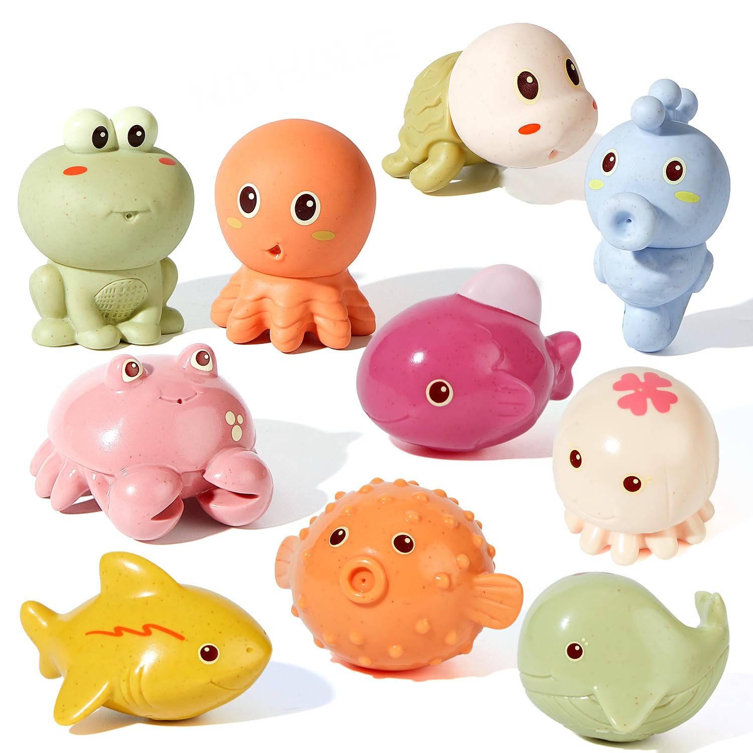 AMCHSURI 10PCS Baby Bath Toys - Mold Free Ocean Animals for Toddlers 1-4 Years, Perfect for Bathtub & Water Play