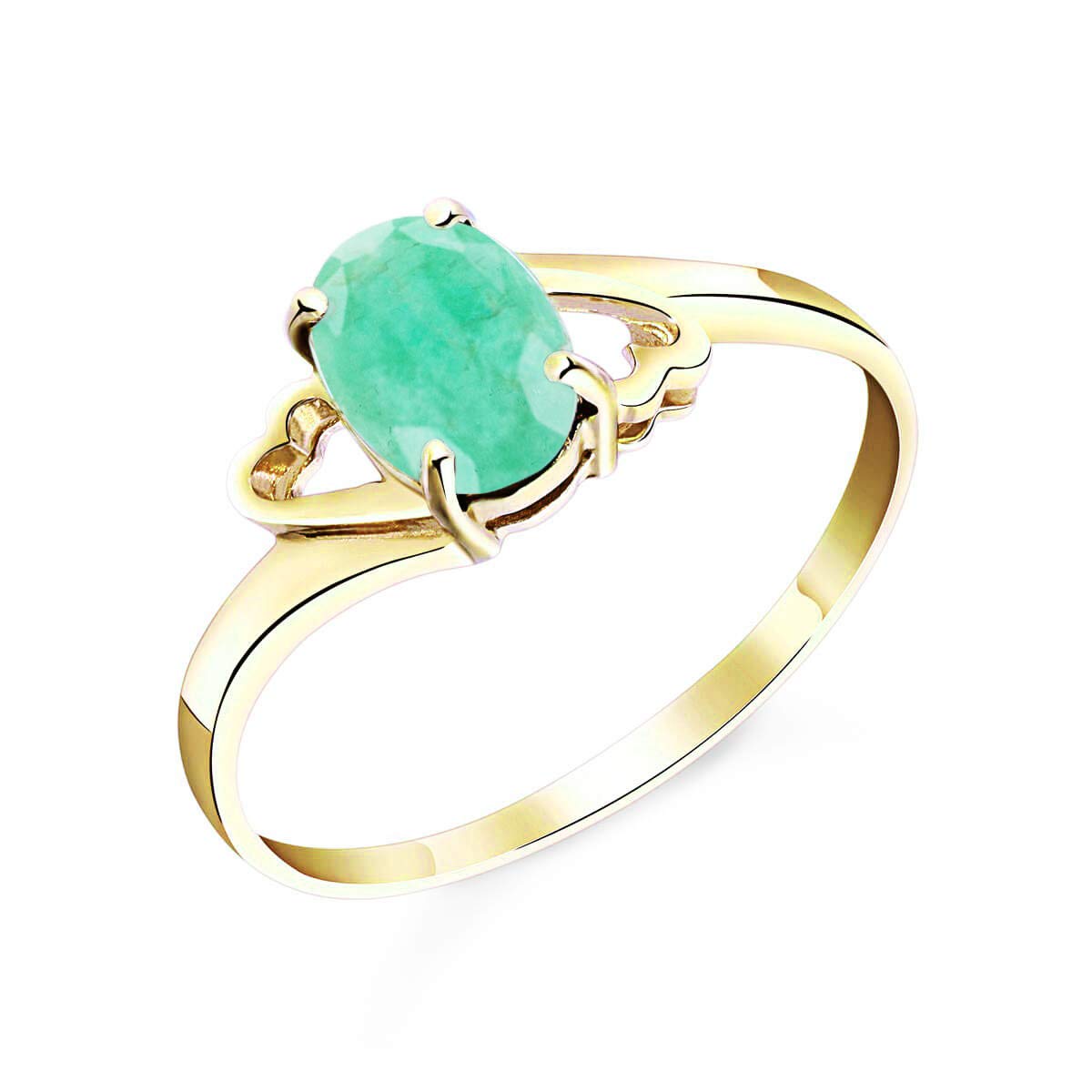 14K Yellow Gold Natural Emerald Ring for Women - Elegant Galaxy Gold GG Jewelry for Engagement, Wedding & Special Occasions