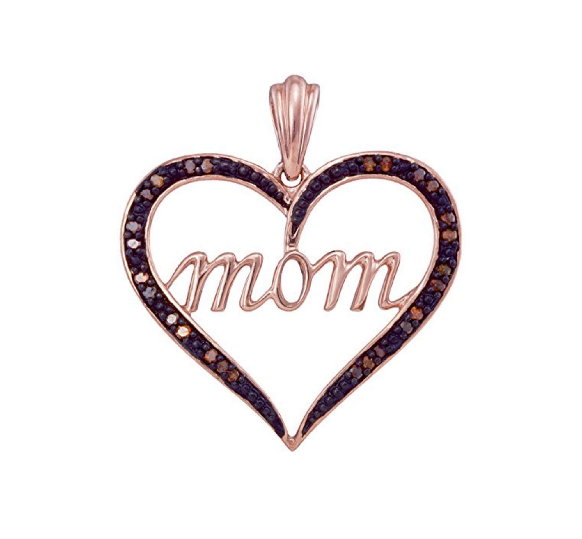 10K Rose Gold Dark Chocolate Brown Diamond Heart Pendant Necklace - 1/12 CTW Lovely Gift for Mom, Wife, Valentine's Day, Anniversary | Elegant Jewelry for Special Occasions & Everyday Wear