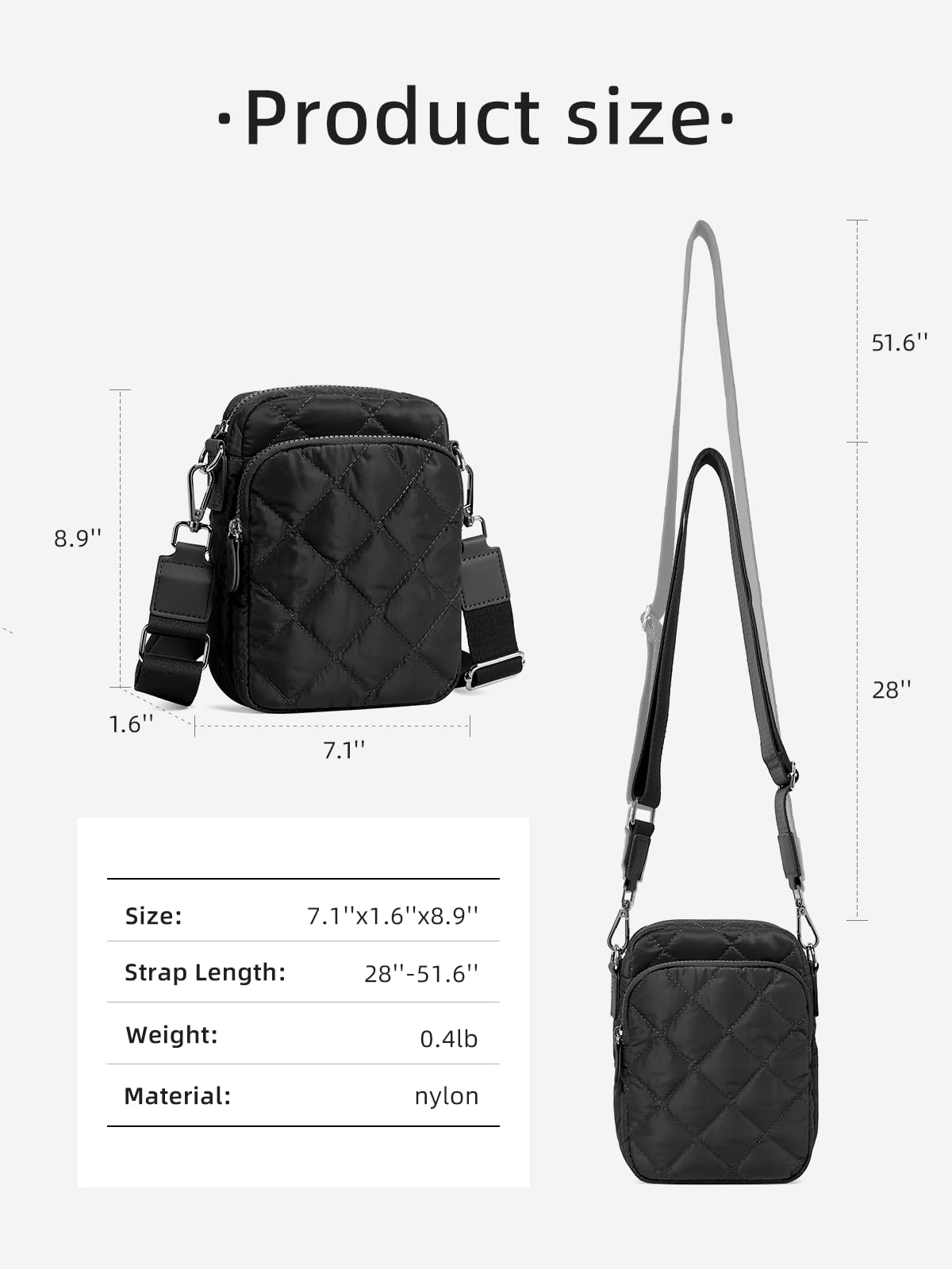 WESTBRONCO Small Quilted Crossbody Bag for Women - Waterproof Shoulder Purse with Card Slots & Phone Pocket | Perfect for Travel, Shopping & Everyday Use
