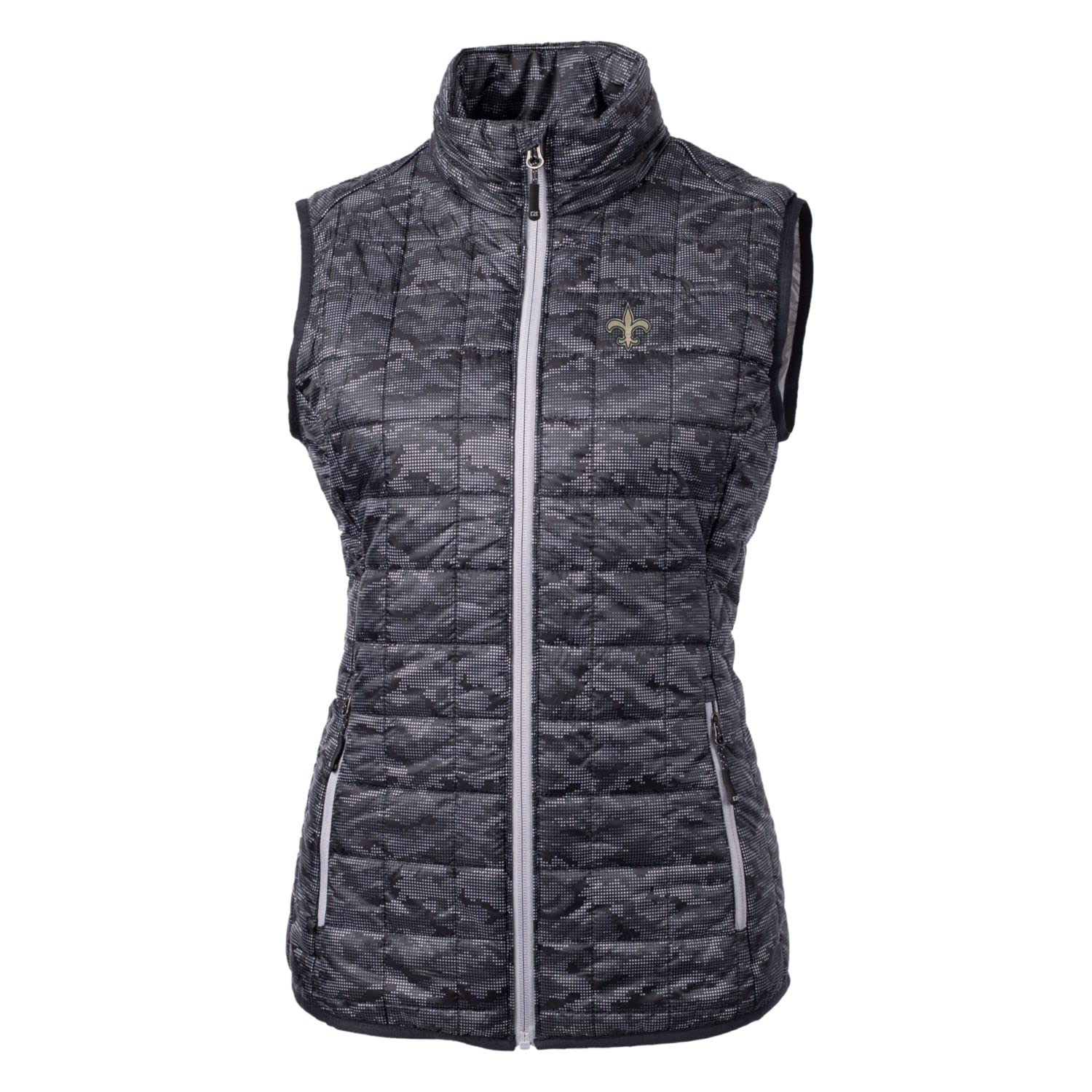 Cutter & Buck Women's NFL Rainier Printed Full-Zip Puffer Vest - Lightweight Insulated Jacket for Football Fans, Outdoor Sports & Cold Weather