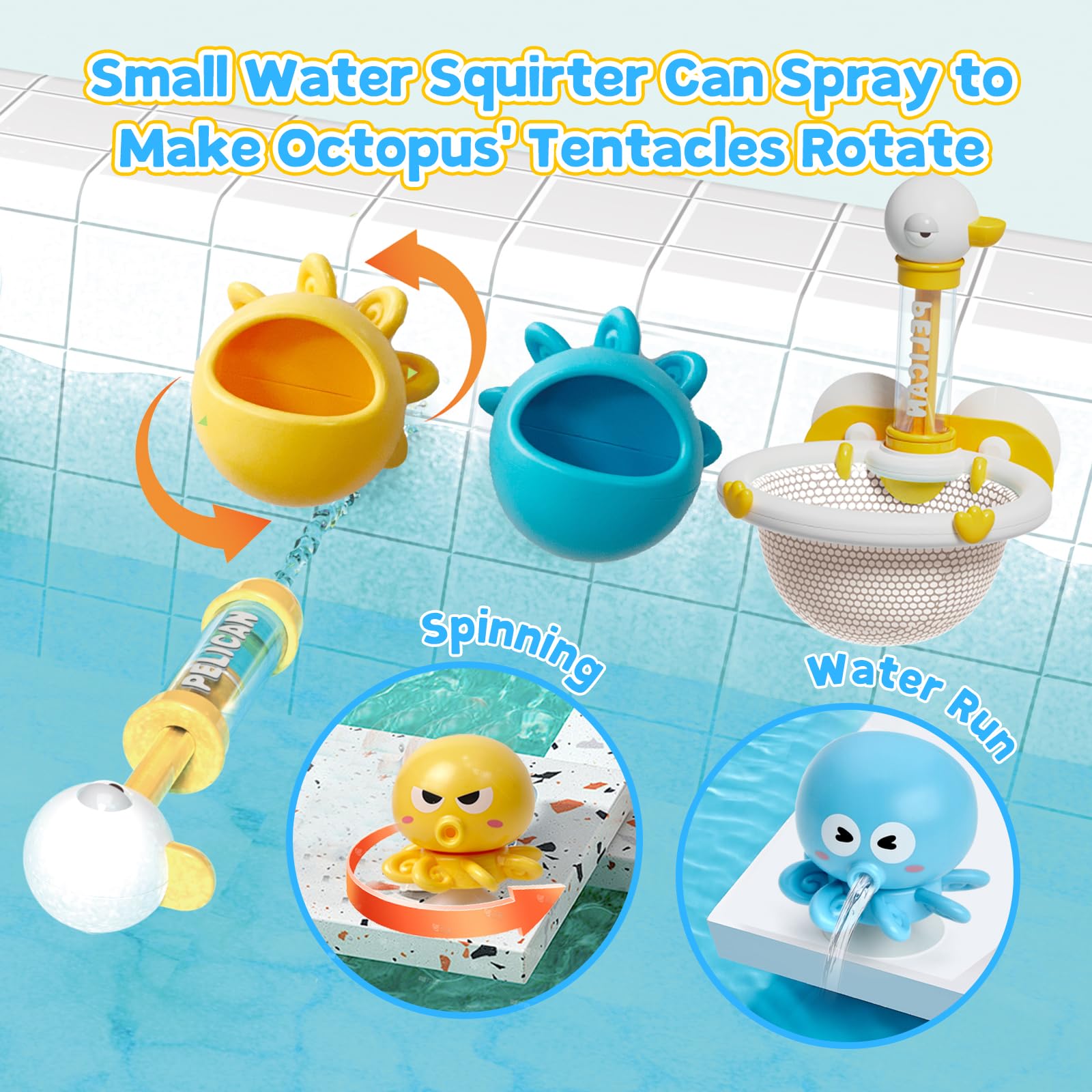 **Magnetic Fishing Bath Toys for Toddlers - Floating Water Spraying Animals with Spinner Octopus, Fun Bathtub & Pool Toys for Kids, Boys & Girls - Perfect for Sensory Play & Early Learning**