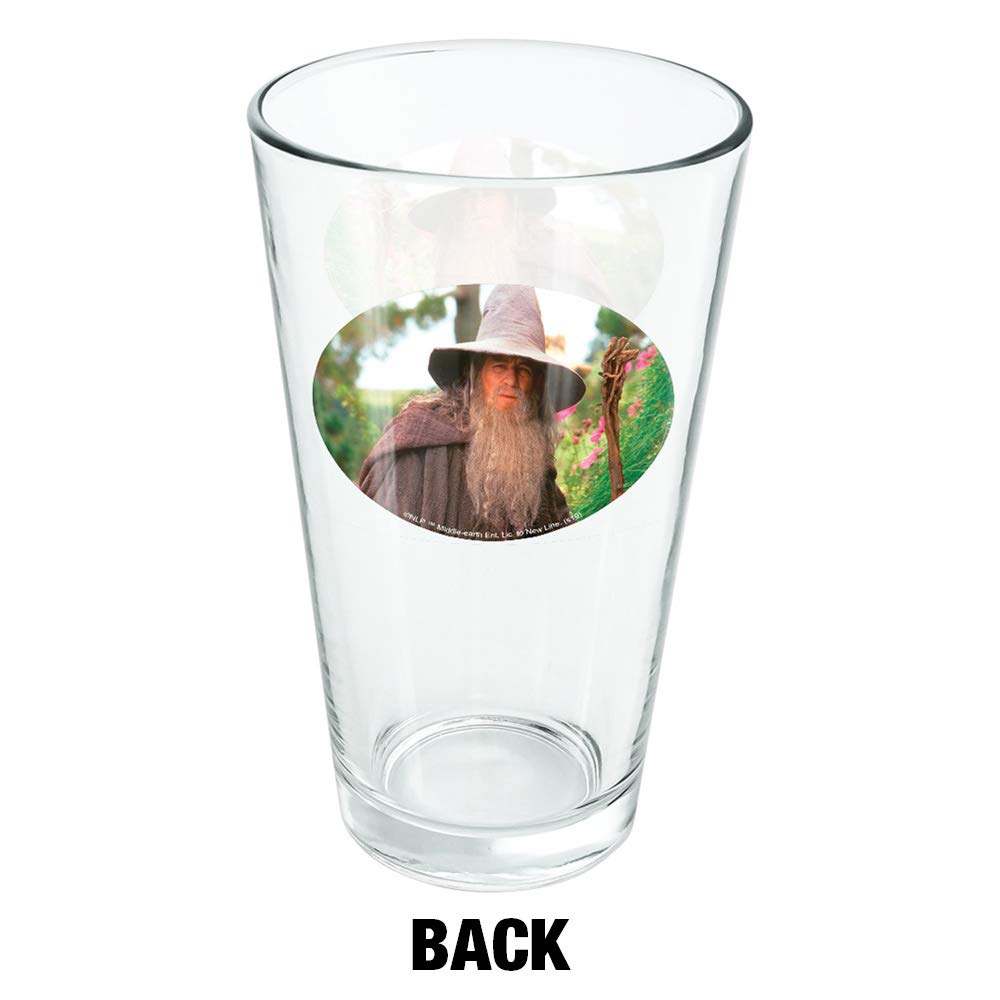 LOGOVISION The Lord of The Rings Gandalf The Grey 16oz Pint Glass - Official Licensed Tempered Glass with Printed Design - Perfect LOTR Fan Gift for Beer, Soda & Cold Drinks - Great for Movie Nights, Themed Parties & Collectors