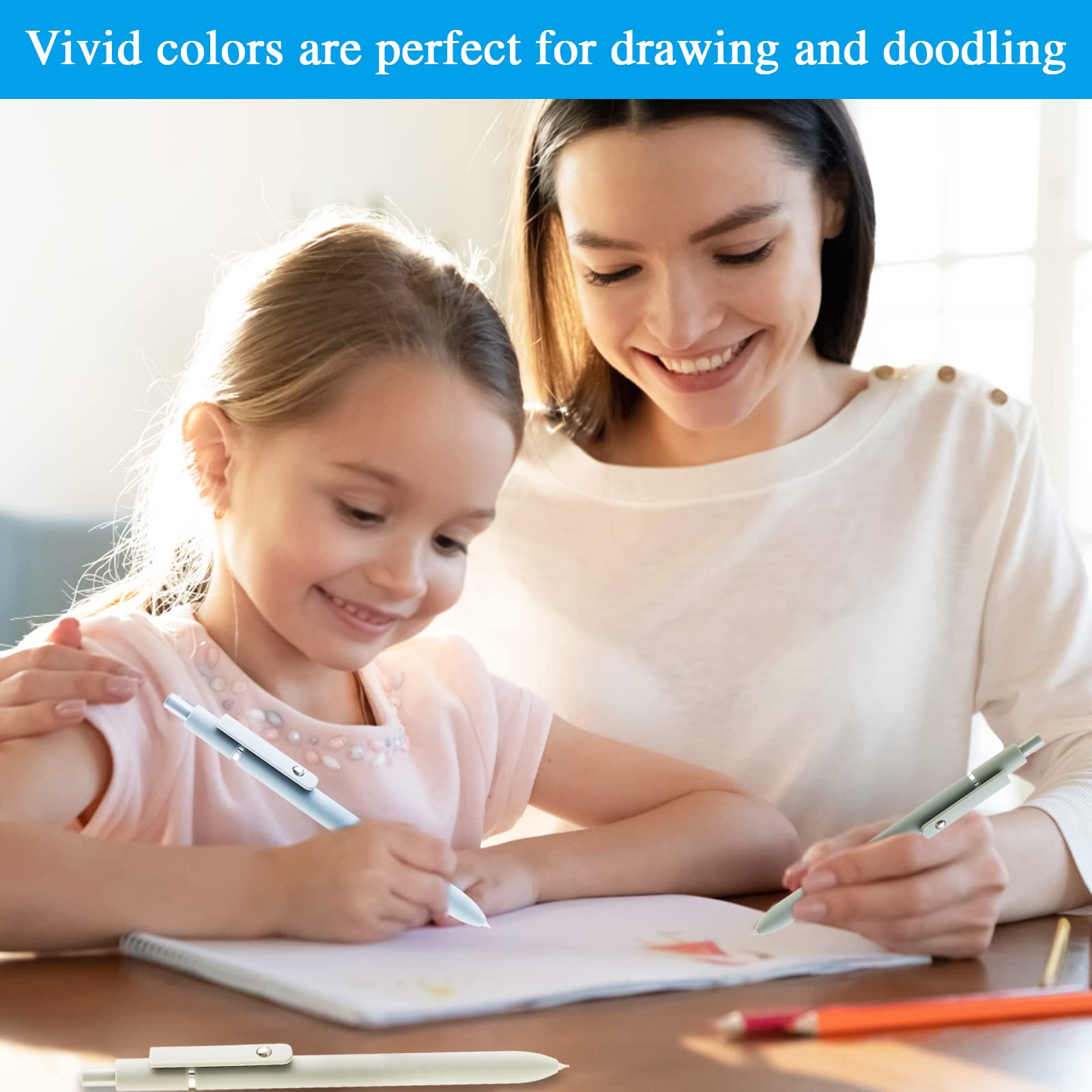 Cobee Aesthetic 0.5mm Retractable Gel Pens - 5 Pack Morandi Pastel Ballpoint Pens for Smooth Writing | School, Office, Journaling & Gift Supplies (Black Ink)