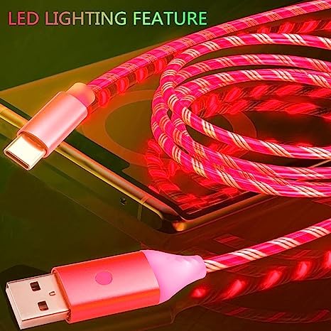Glowing LED USB C Charging Cable - Fast Charging Power Cord for Sony WH-1000XM5, WH-1000XM4, WF-1000XM4 Headphones & More USB-C Devices | Perfect for Night Use, Gaming, Travel & Home Charging